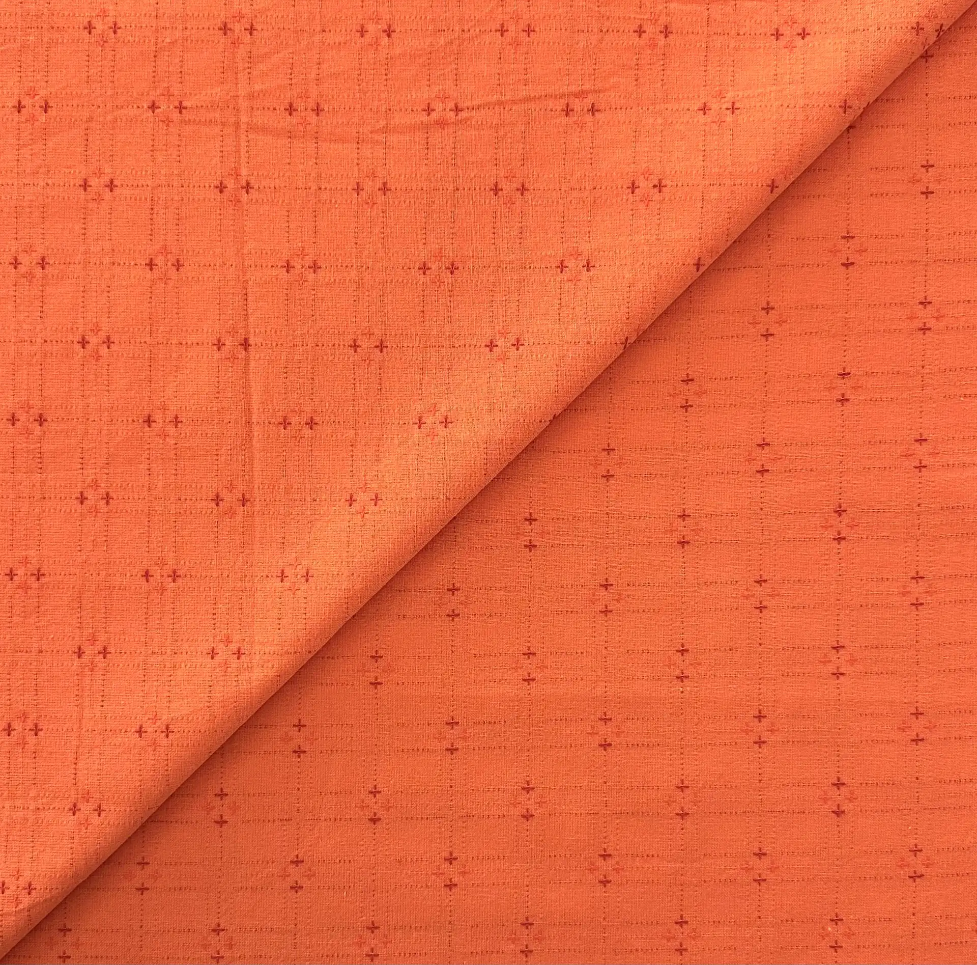Cotton Novelty with Woven Crosses in Pumpkin