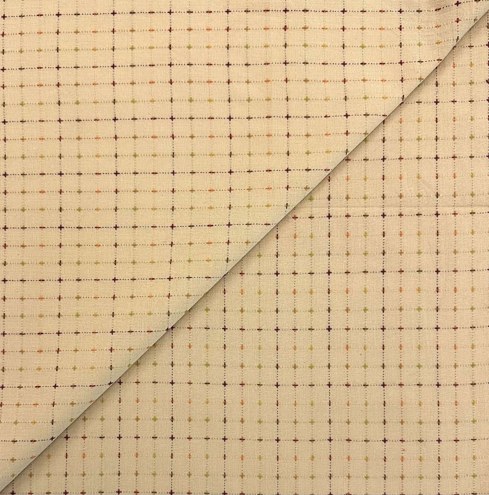 Imported Woven Cotton Topstitch Cross in Vanilla Multi