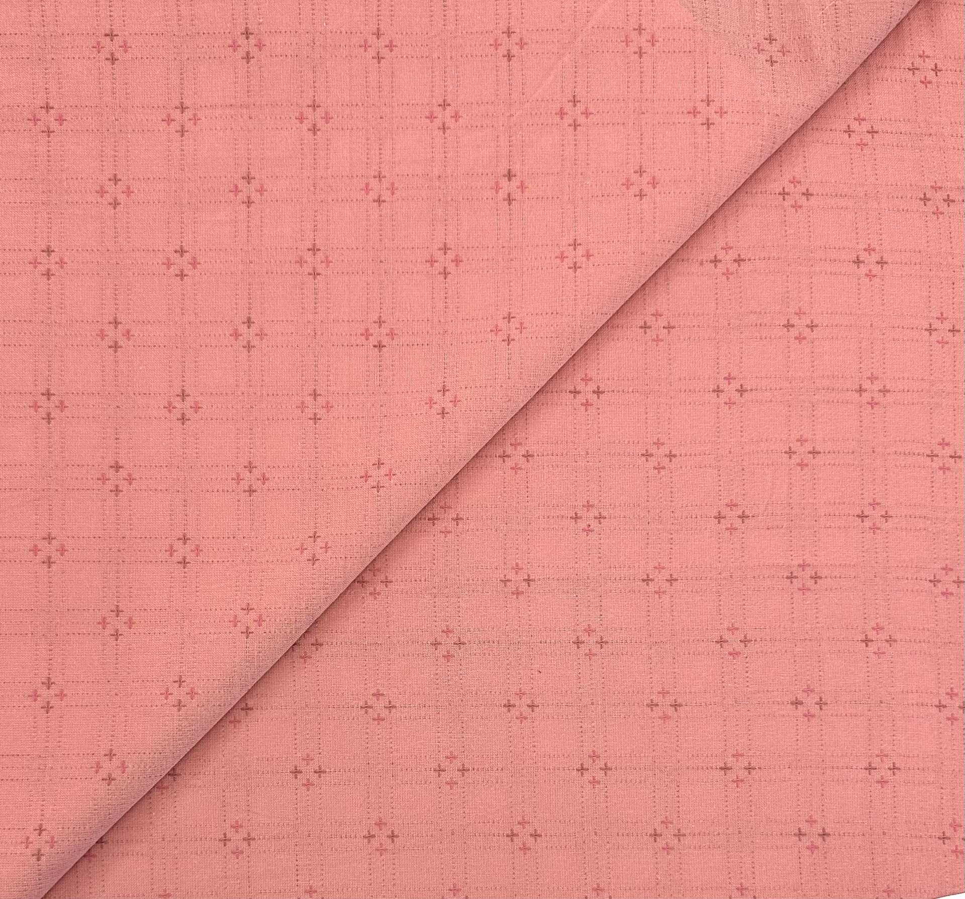 Cotton Novelty with Woven Crosses in Salmon