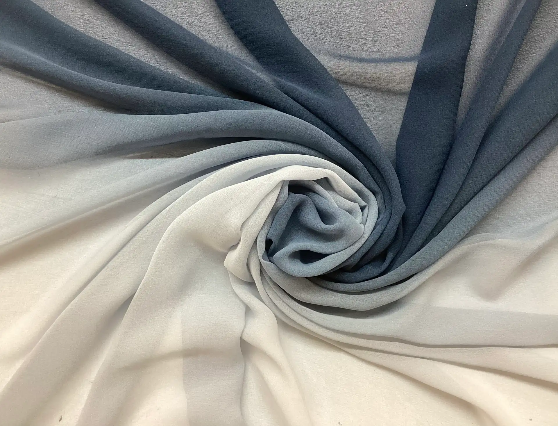 Ombre Polyester Chiffon in Navy