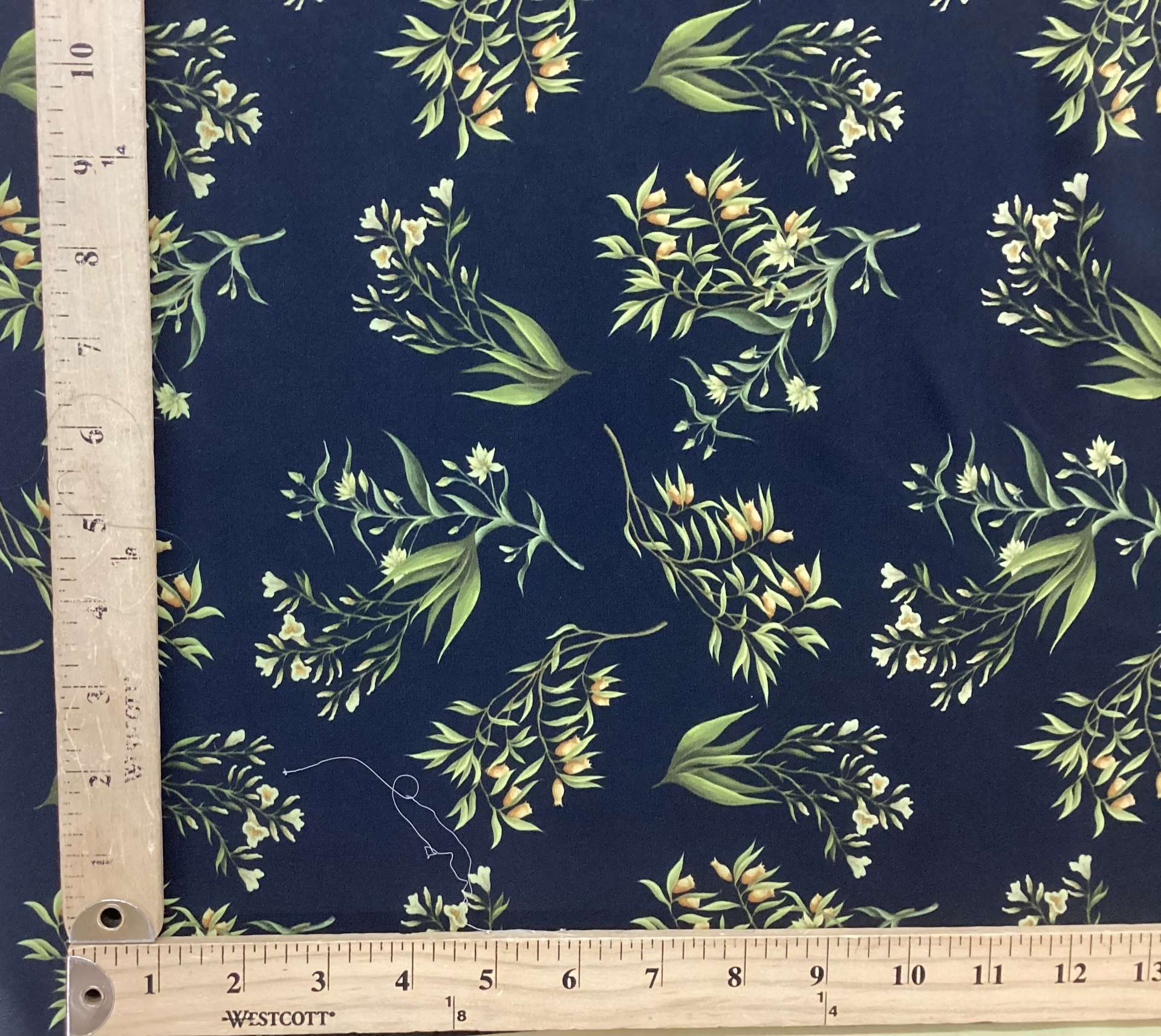 Made In Italy 100% Silk Crepe De Chine Floral Printed In Green/Yellow on Black Ground 