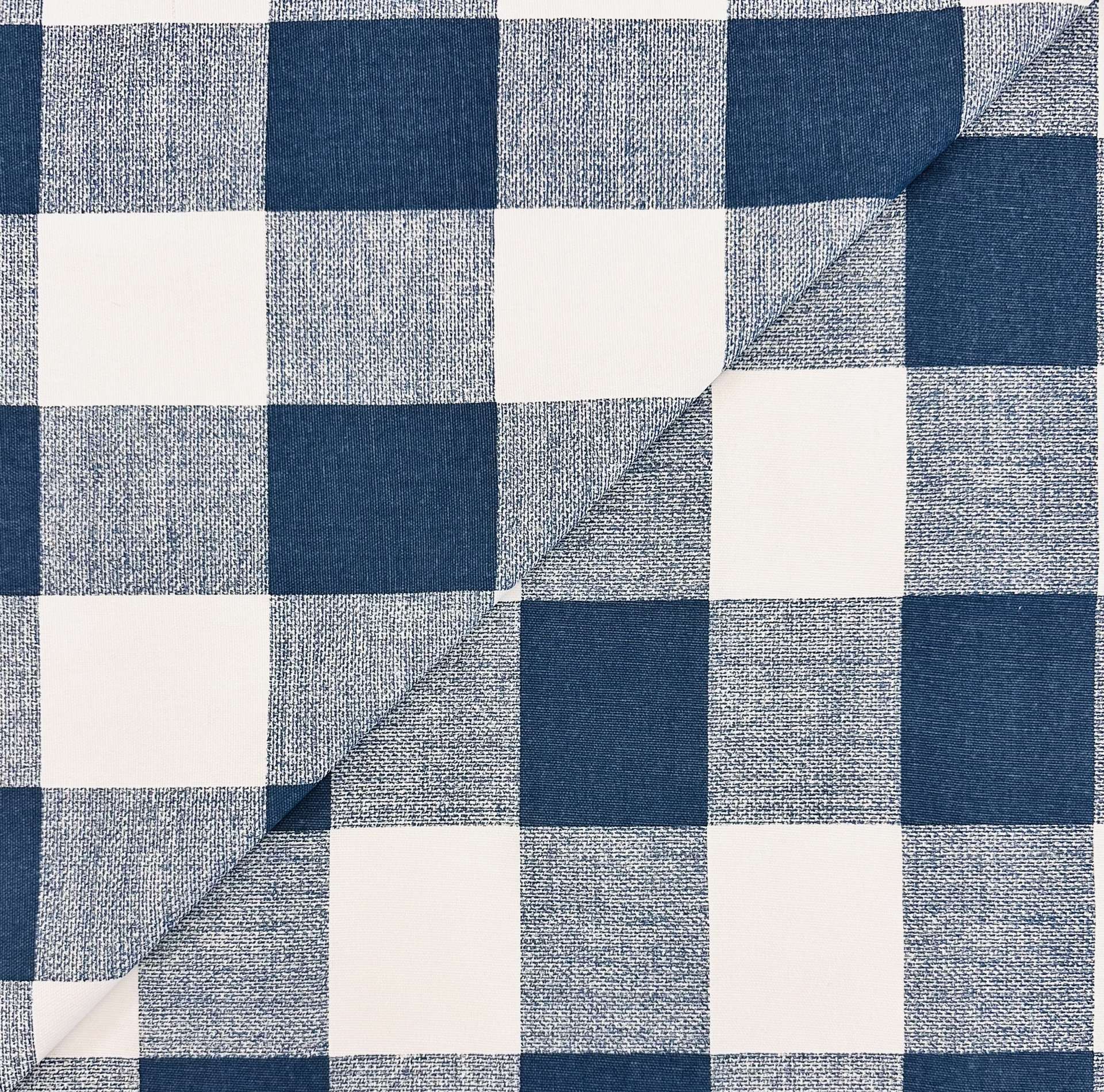 Cotton Canvas Picnic Check Print in Navy White