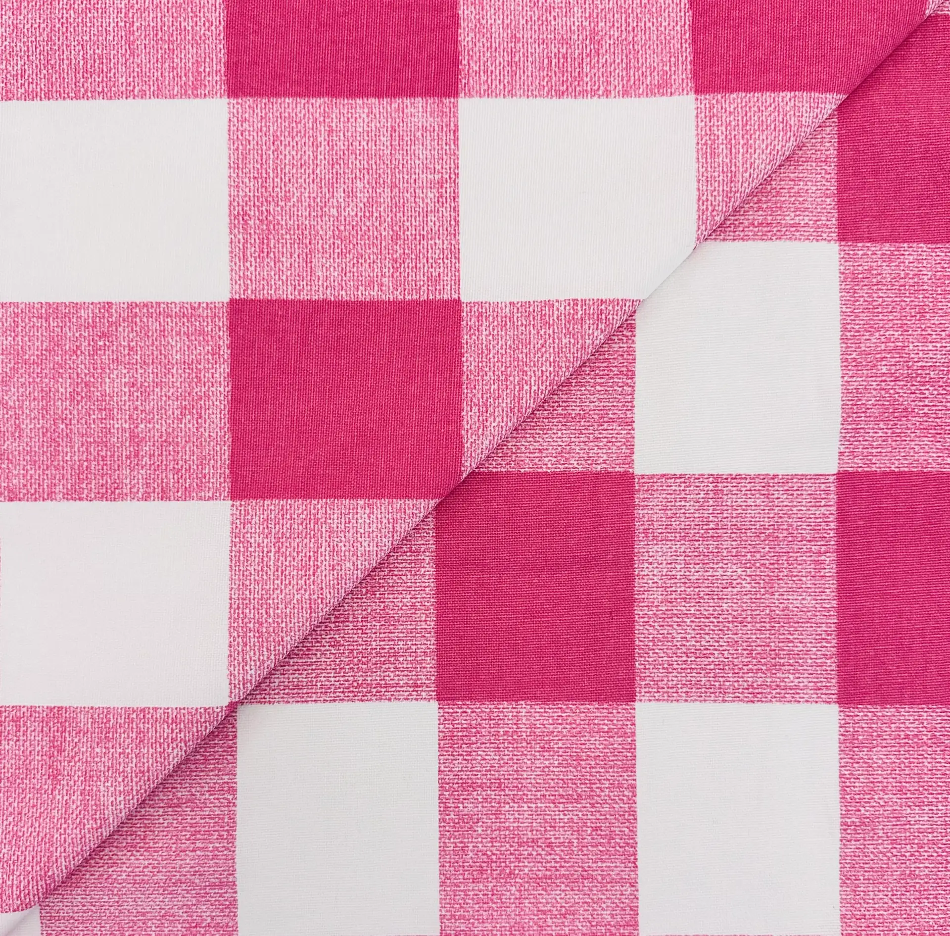 Cotton Canvas Picnic Check Print in Fuchsia White