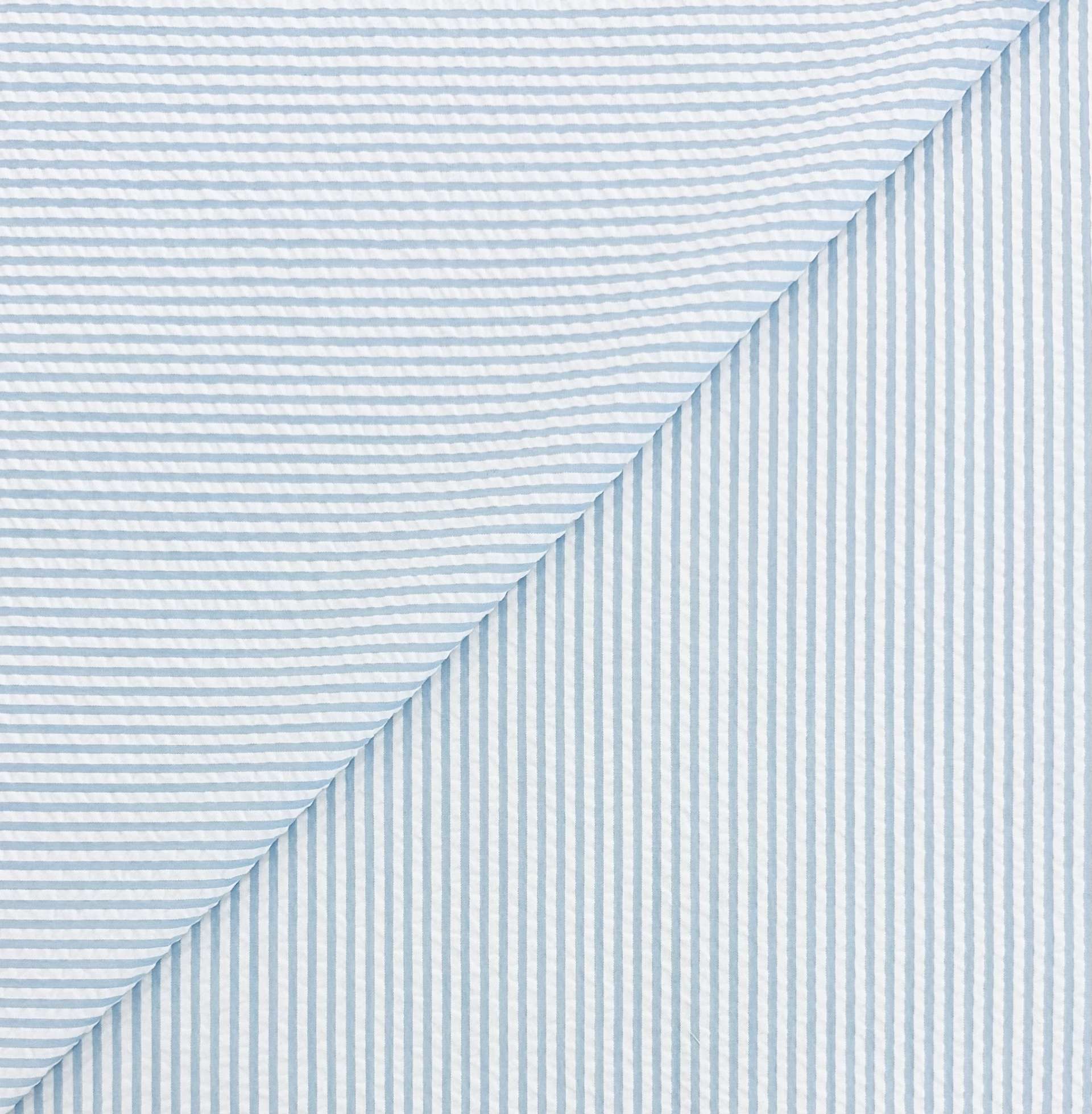 Poly Cotton Seersucker Stripe in Blue White