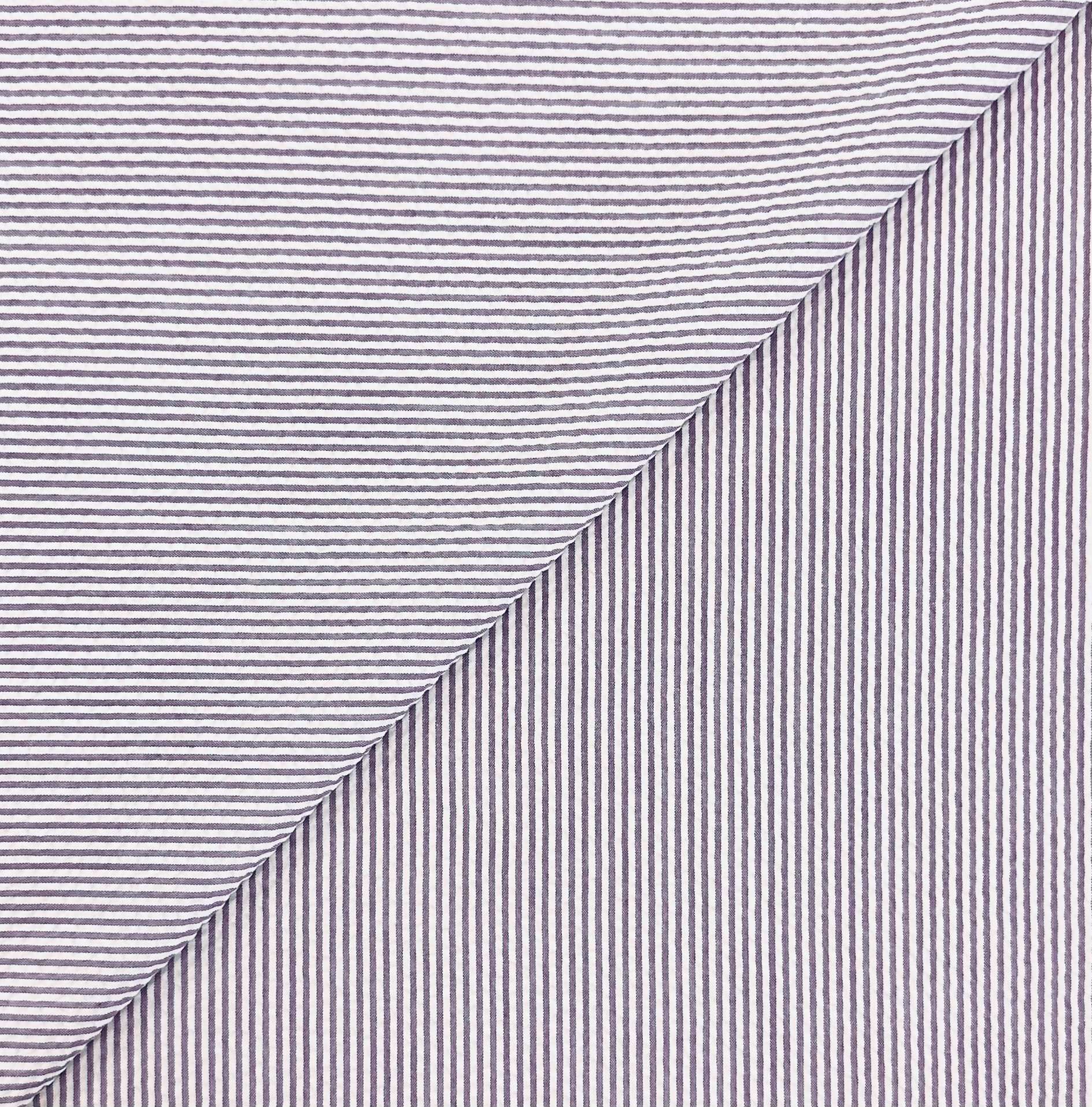 Poly Cotton Seersucker Stripe in Violet