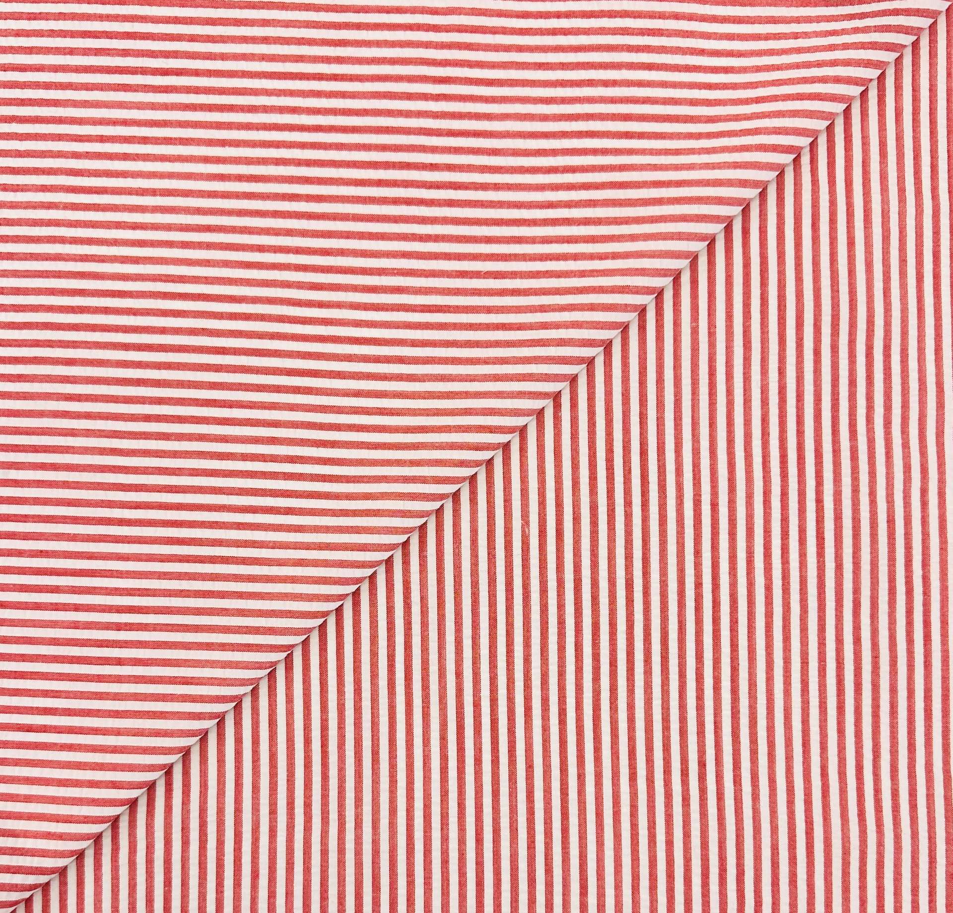 Poly Cotton Seersucker Stripe in Red