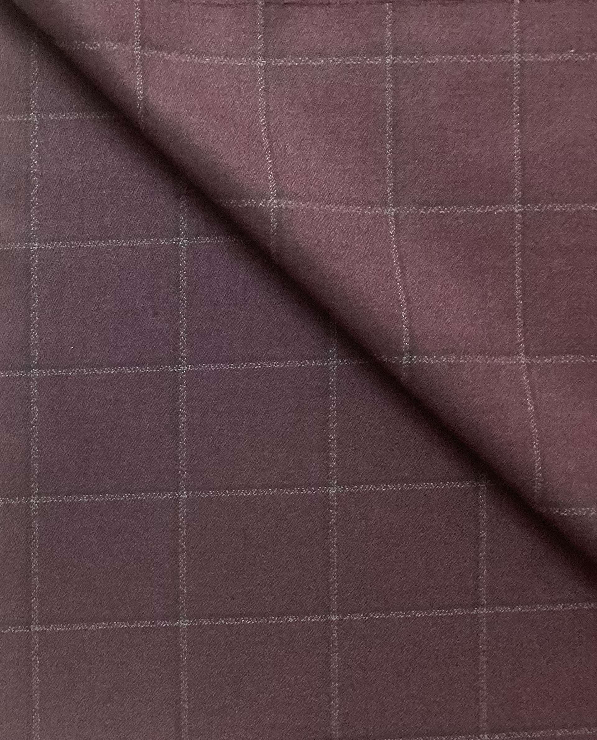 100% Wool Super 110s Window Pane in Burgundy