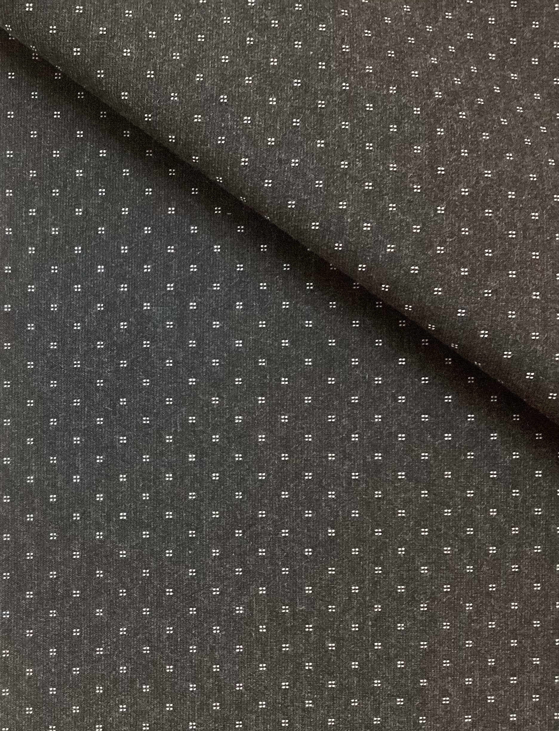 Ponte Knit With Lycra Dobby Pattern In Charcoal & White 