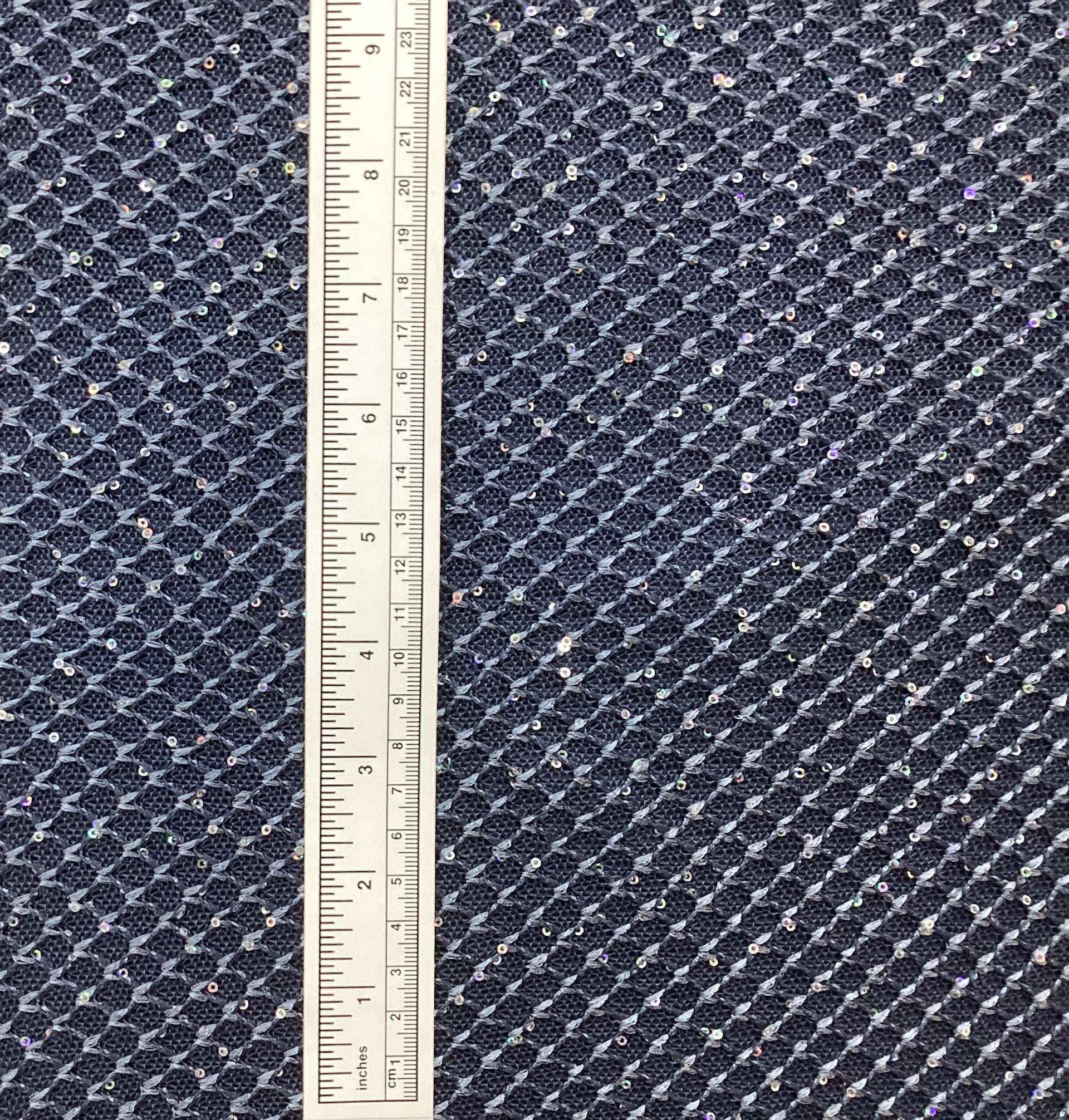 Hologram Mini Sequins On Stretch Mesh In French Blue