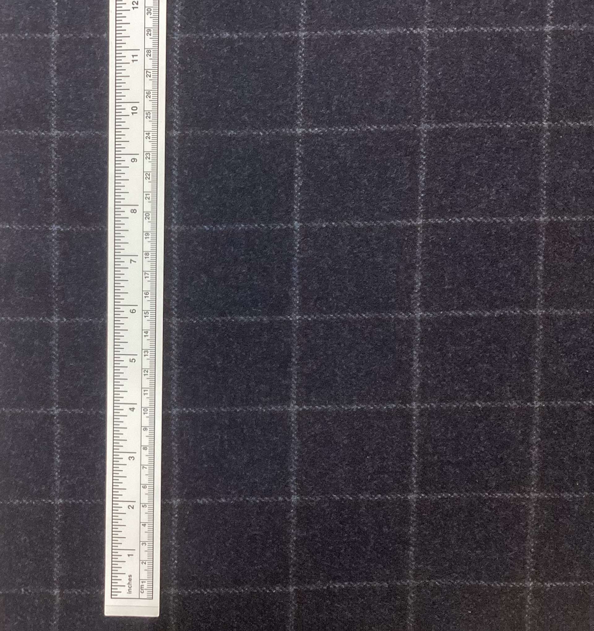 Made in Italy Loro Piana 100% Wool Flannel Windowpane In Chalk White On Navy 