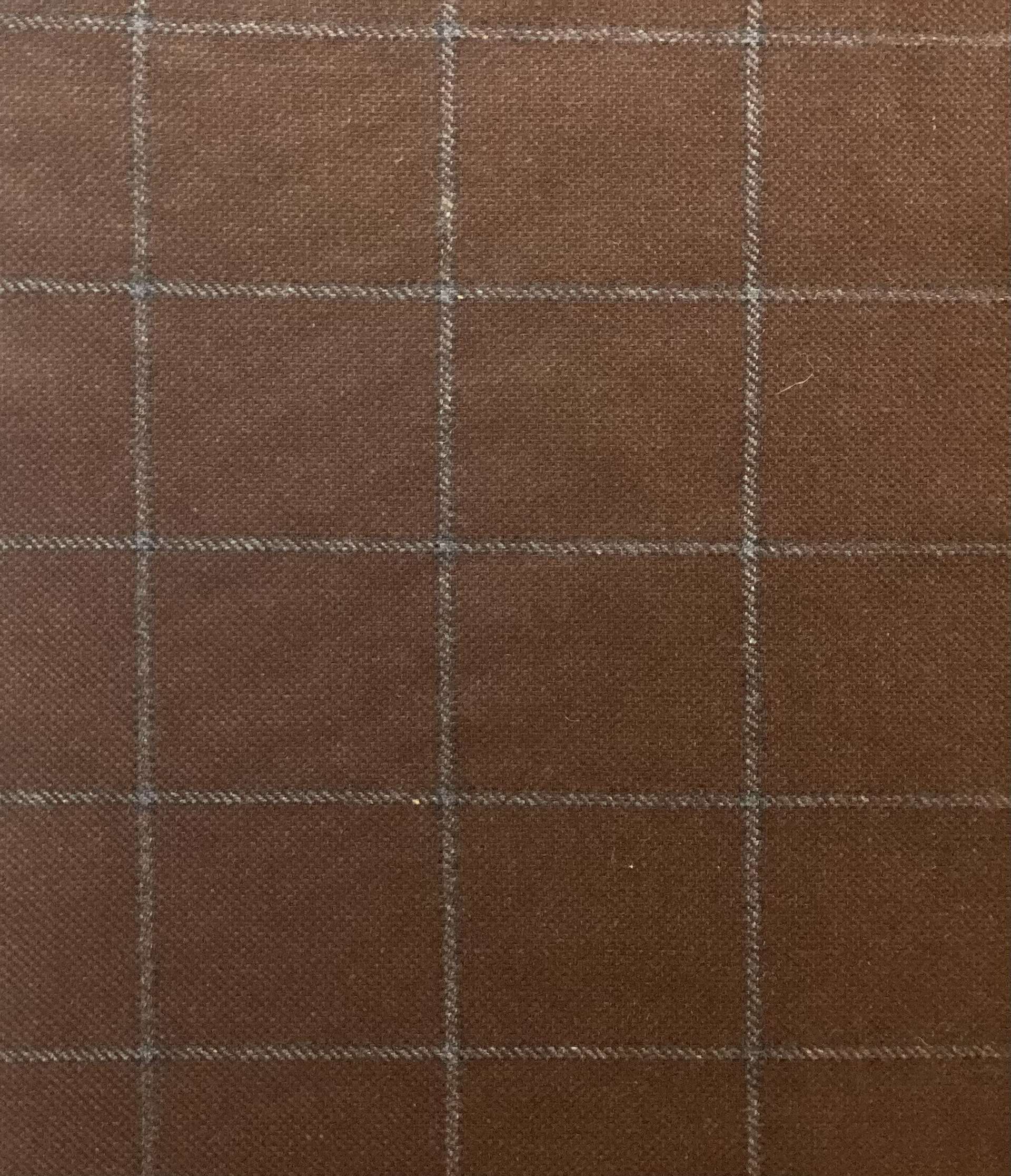 Italian Virgin Wool Windowpane In Mahogany 
