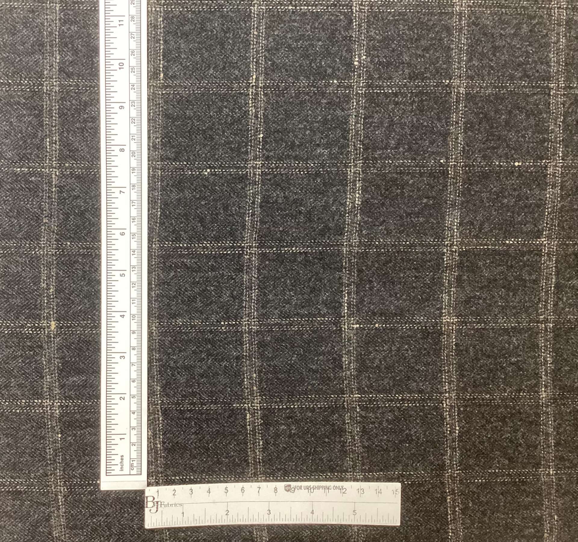 Italian Wool Windowpane Herringbone Suiting in Charcoal
