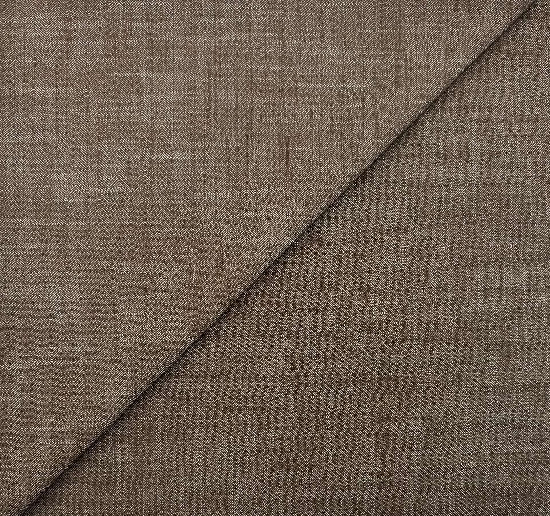 Sustainable Cotton Dobby Herringbone in Chocolate