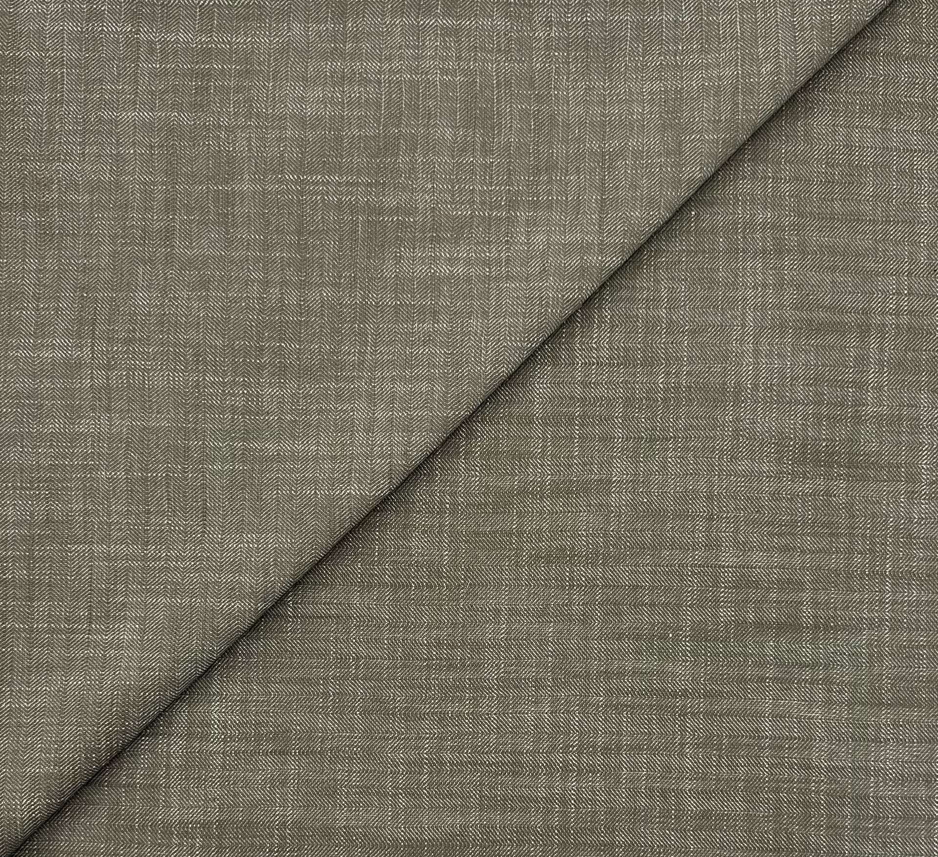 Sustainable Cotton Dobby Herringbone in Army Green