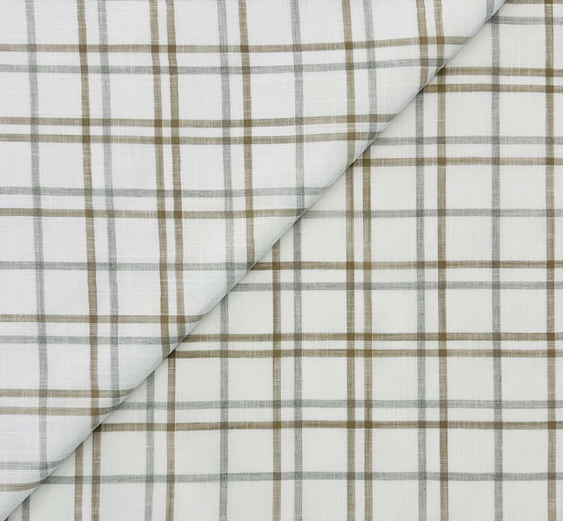 Imported Cotton Plaid in White Grey Tan