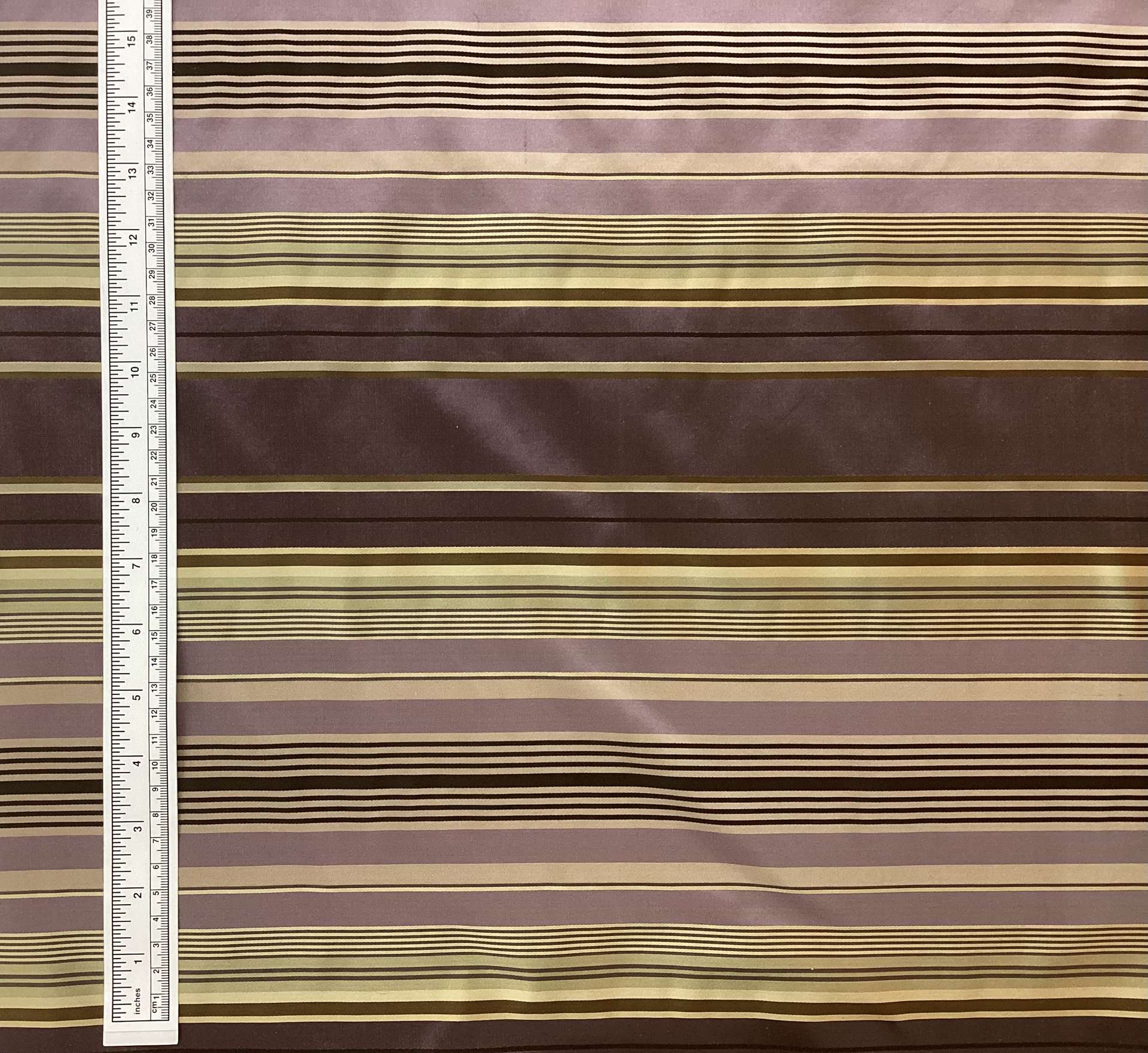 100% Silk Taffeta Stripe in Mauve Gold