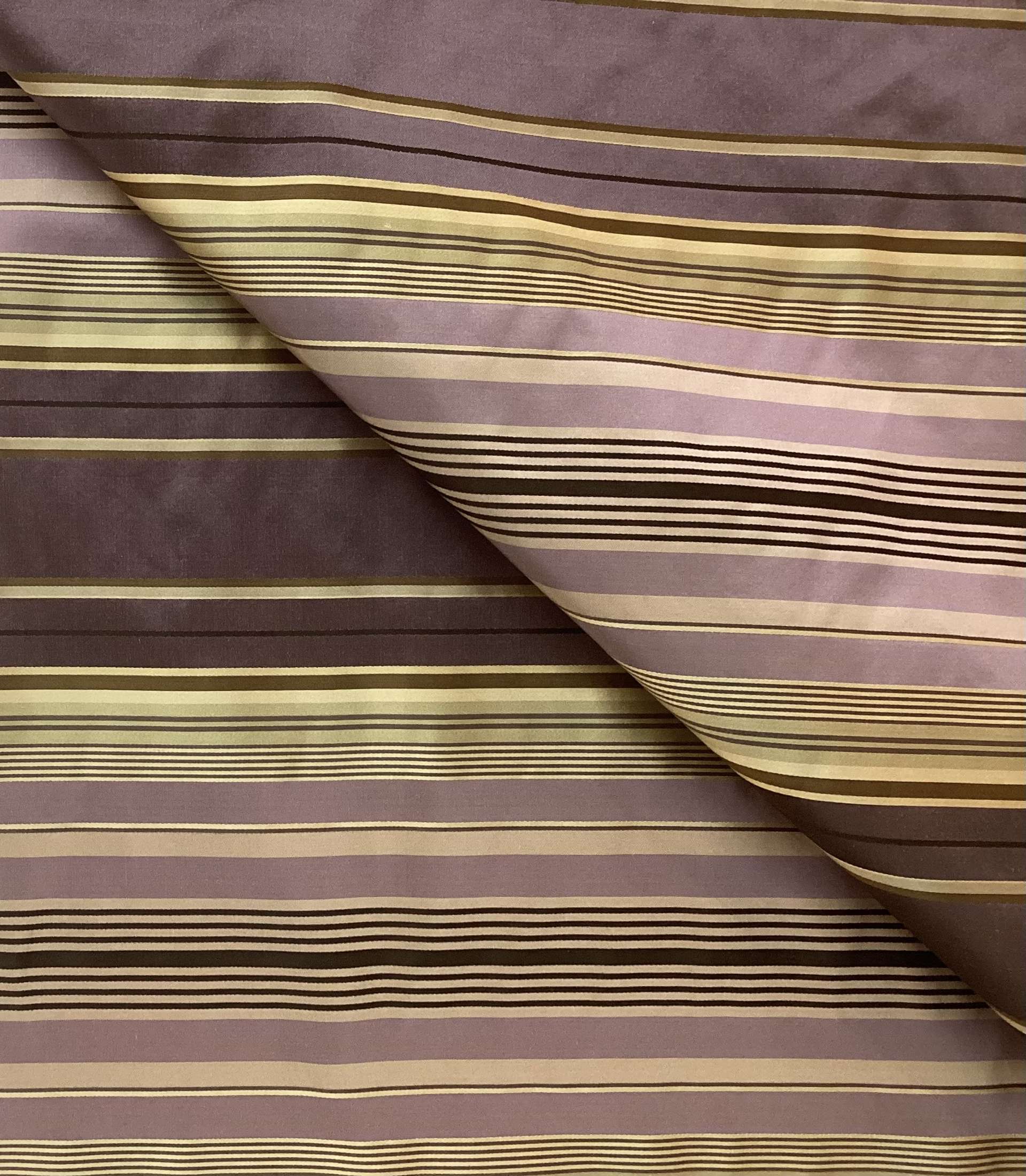 100% Silk Taffeta Stripe in Mauve Gold