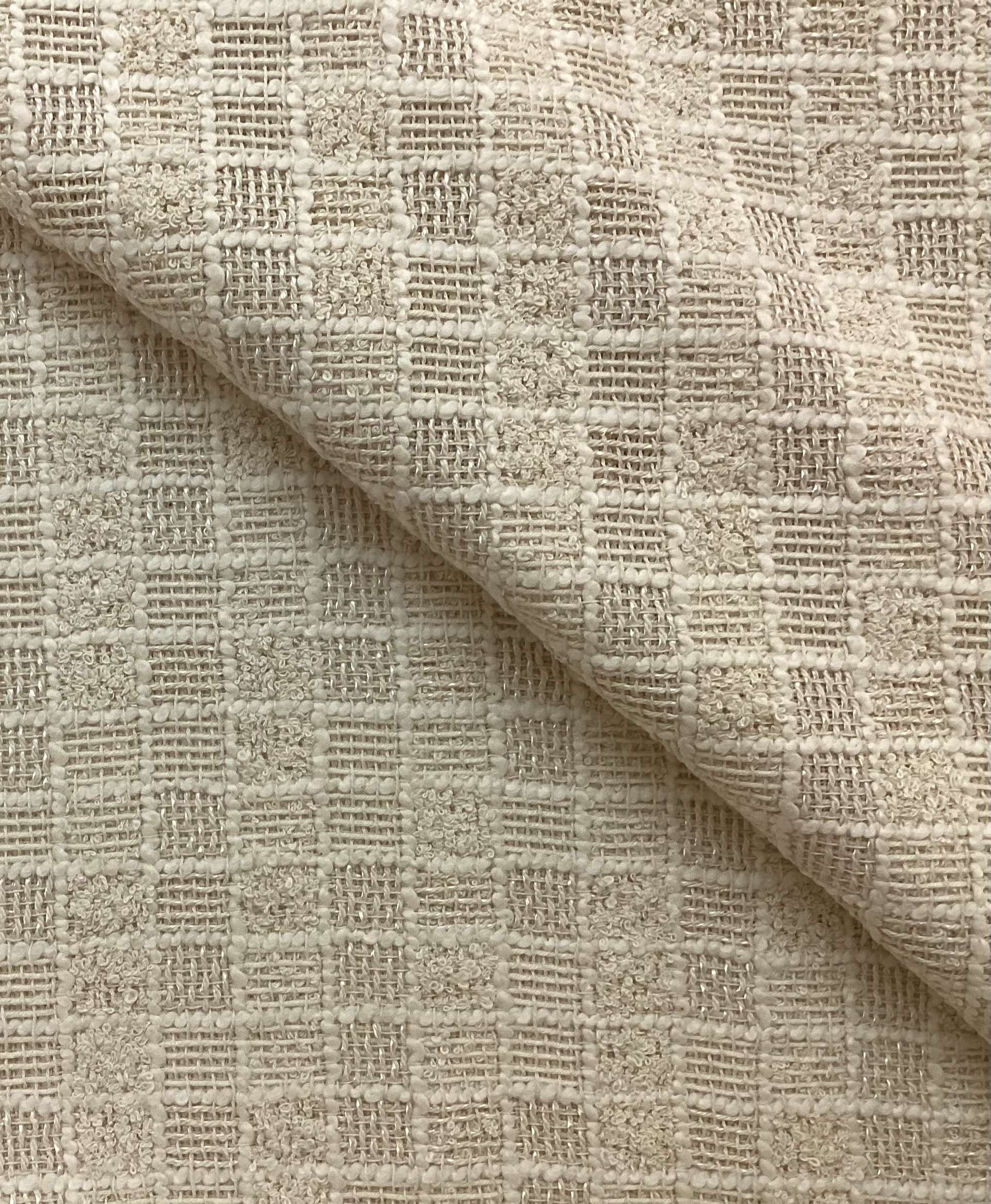 Cotton & Nylon Checkerboard Tweed In Chickpea