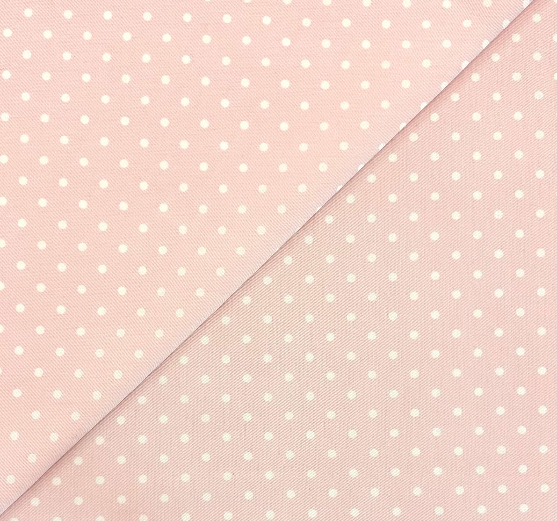 Cotton Twill Mini Polka Dot in Baby Pink White