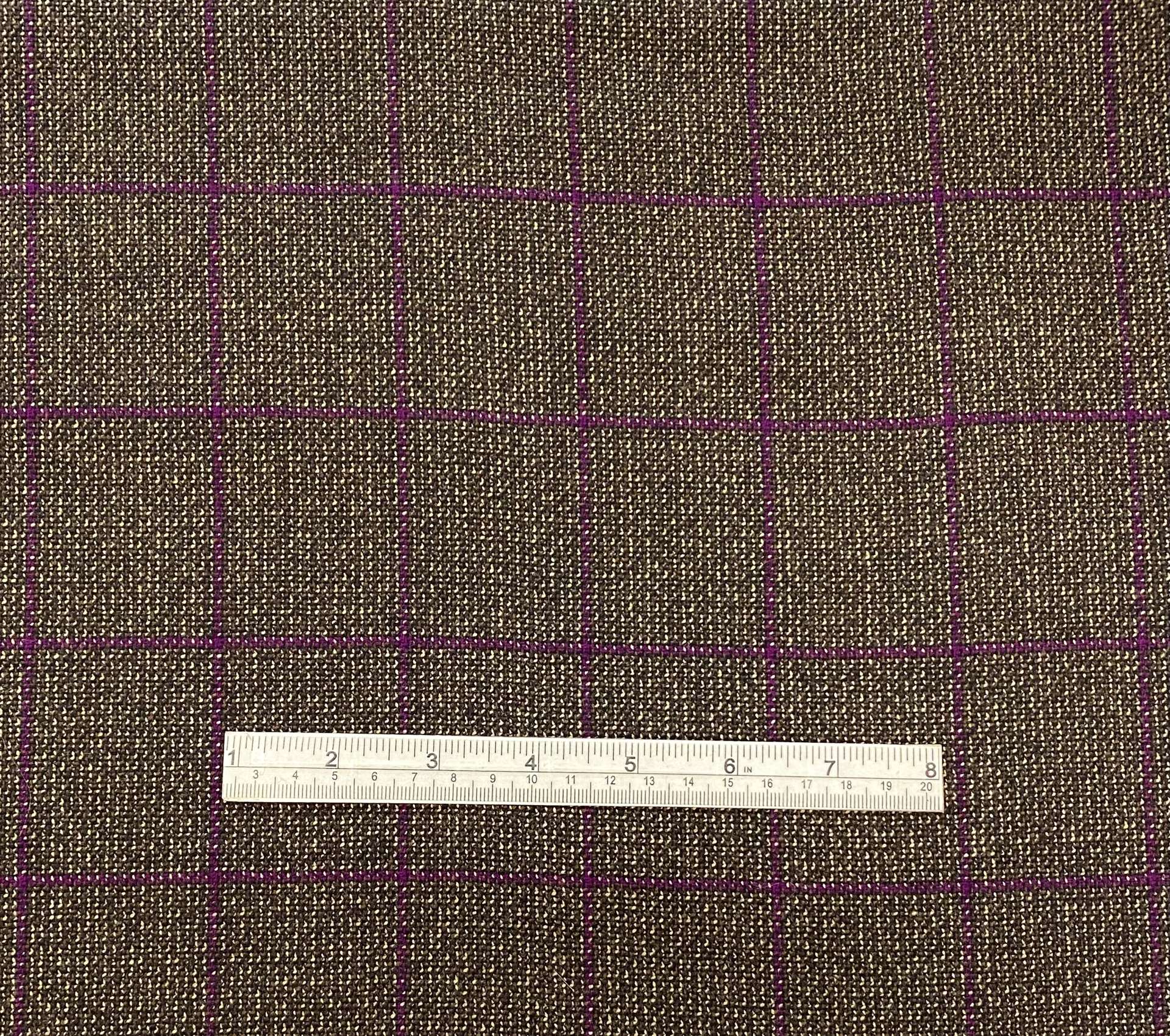 Wool Windowpane Plaid Fabric in Warehouse