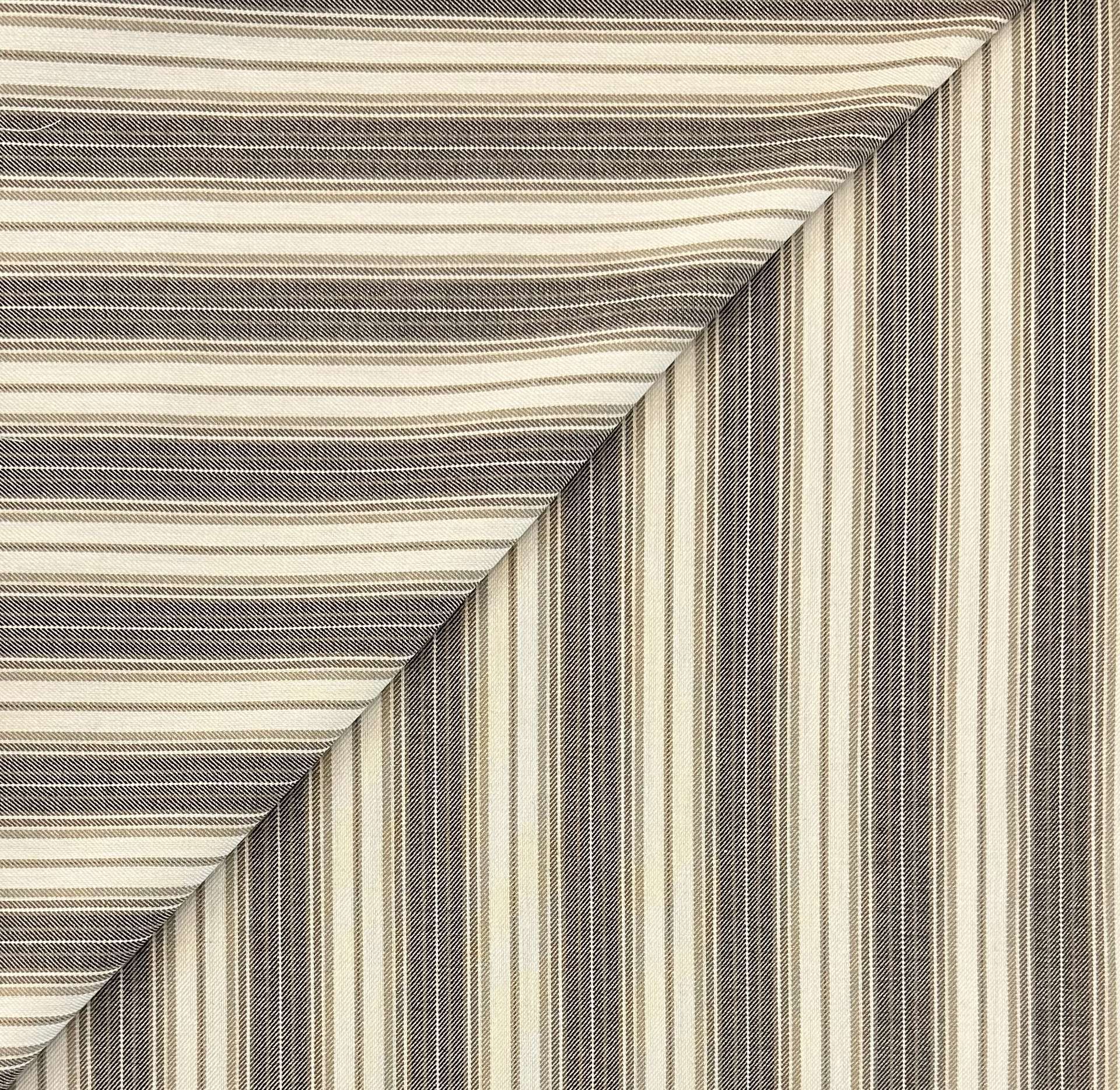 Sustainable Cotton Twill Yarn Dye Stripe in Coffee Cream