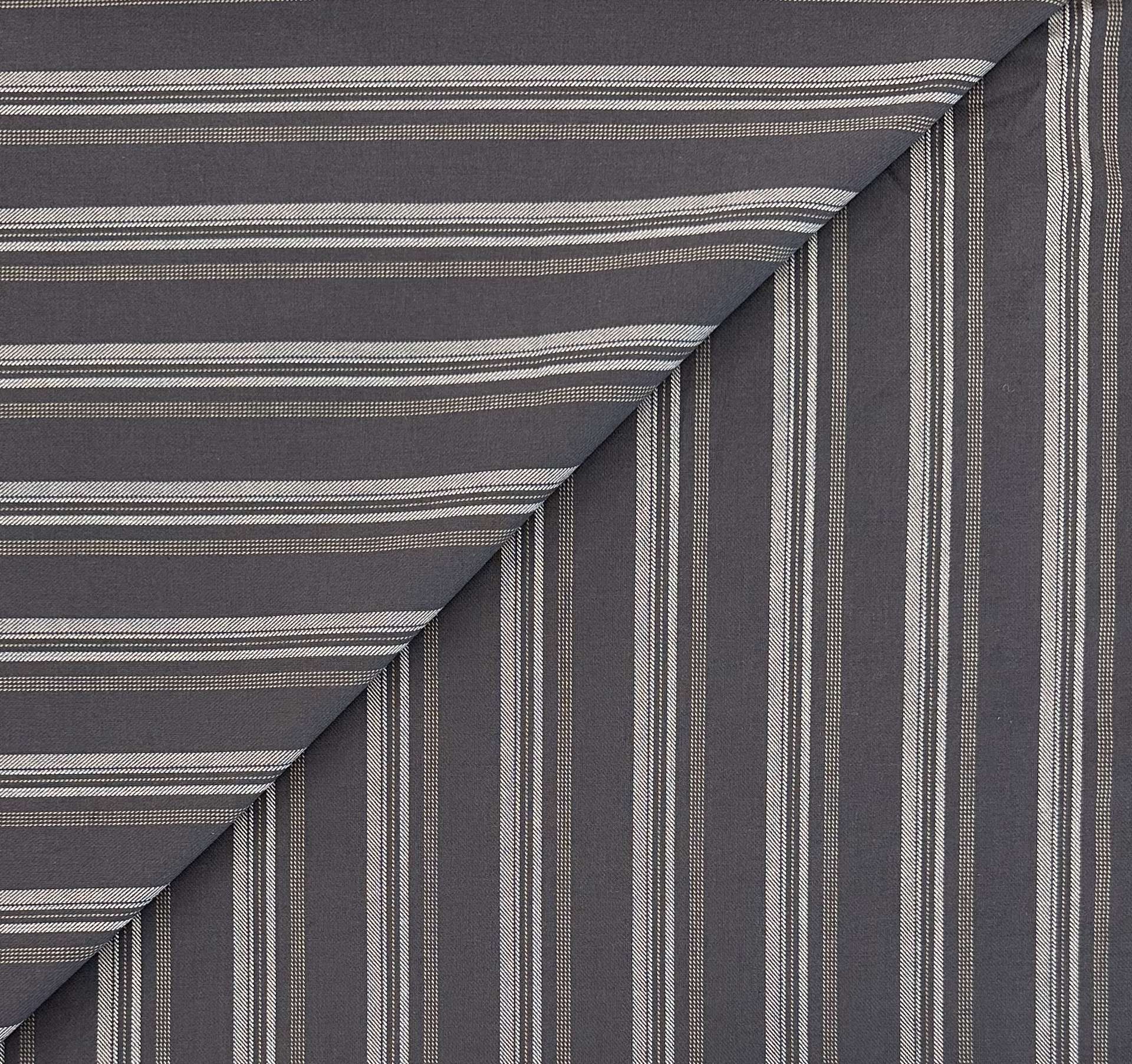 Sustainable Cotton Twill Yarn Dye Stripe in Pewter