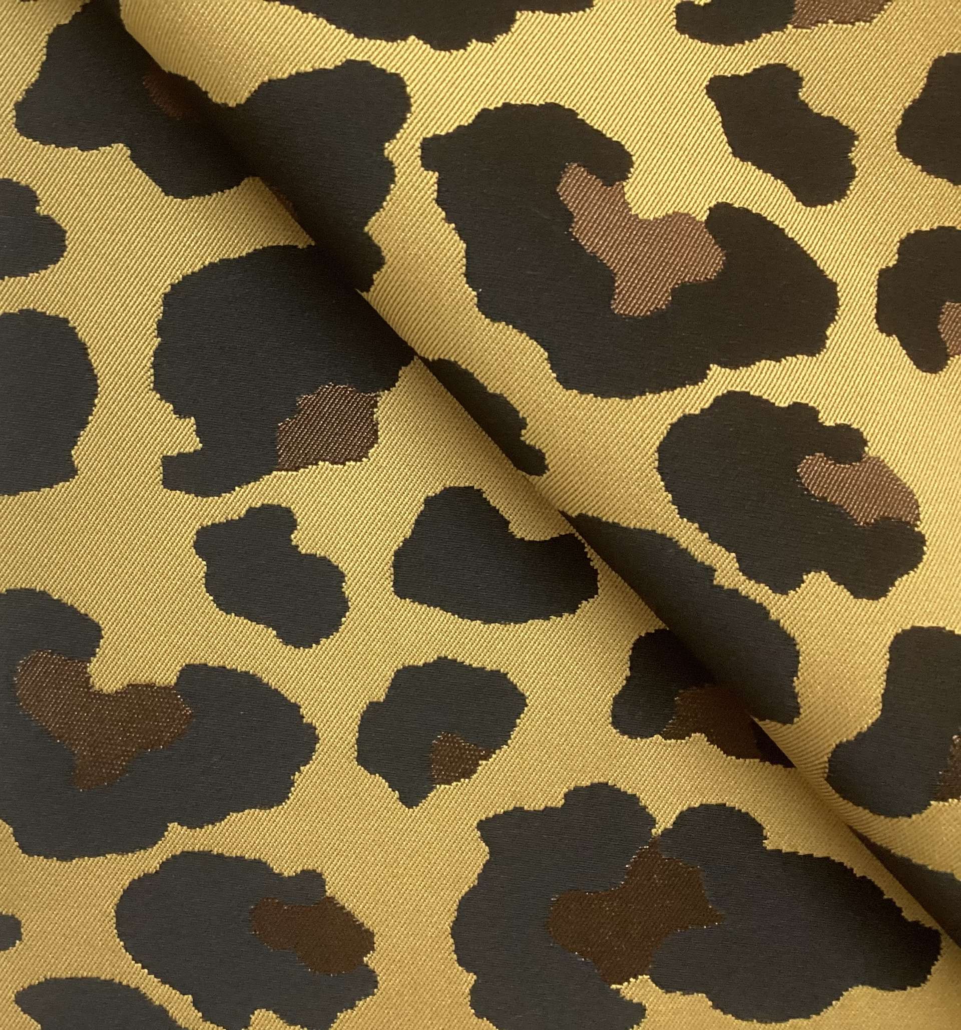 Made In Italy Polyester & Acetate Brocade In Leopard Pattern Gold Black & Brown 