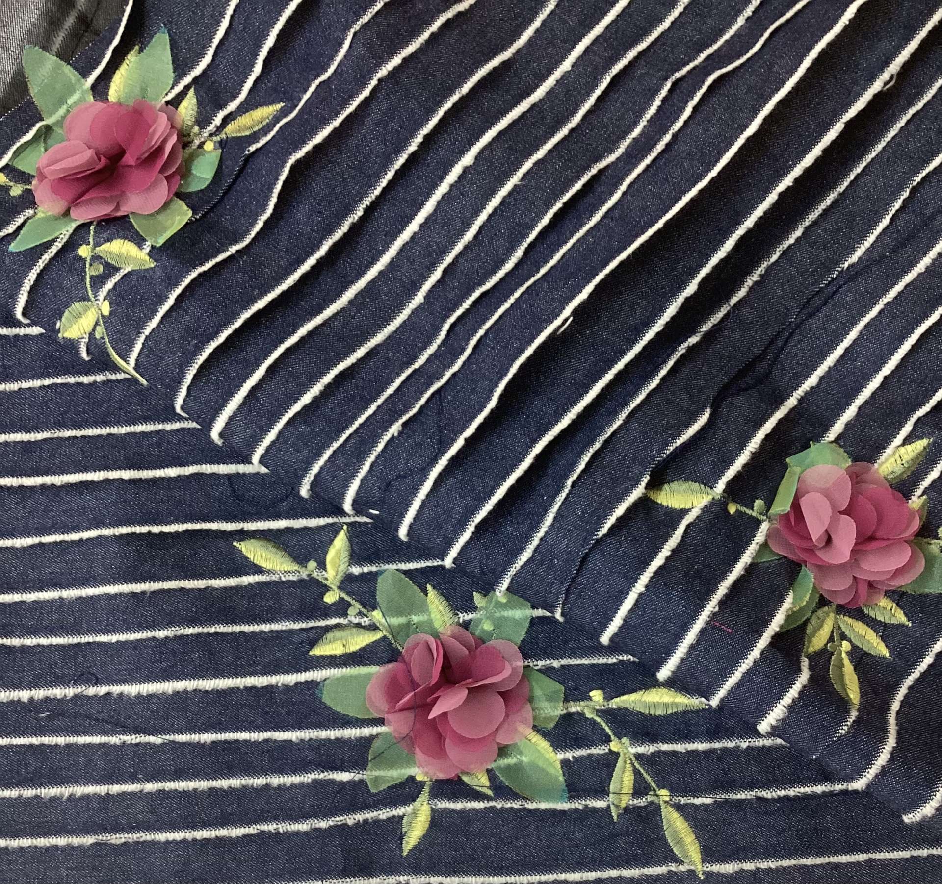 Embroidery On Overlapping Denim Ribbon 
