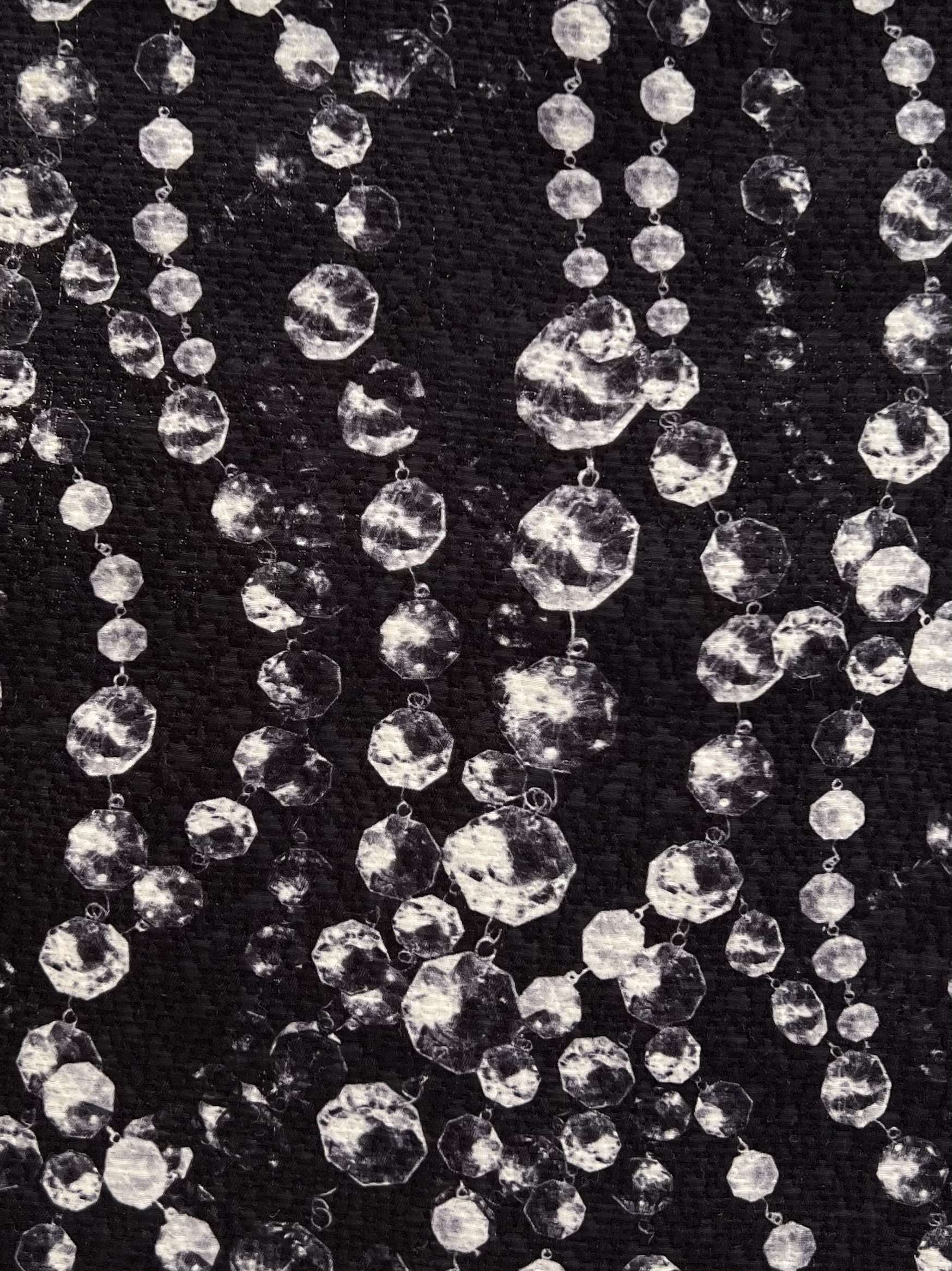 Silk and Wool Brocade Fabric in Black & White 
