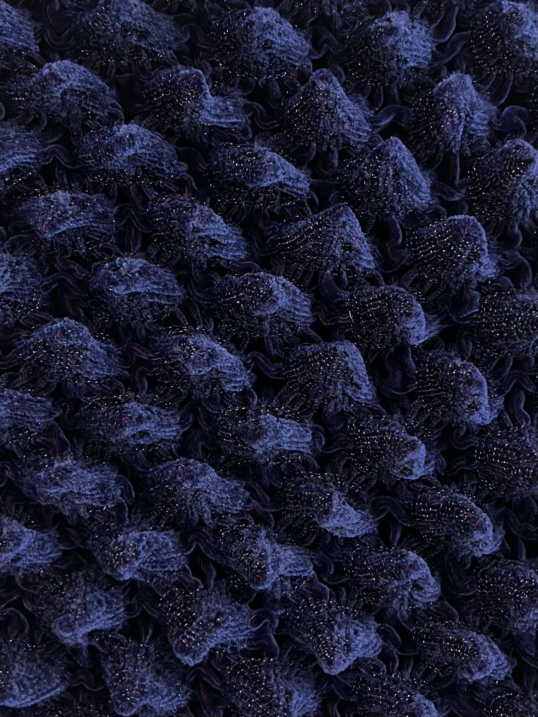 French Novelty Dimensional Cone Shaped Iridescent Velvet in Blue Red