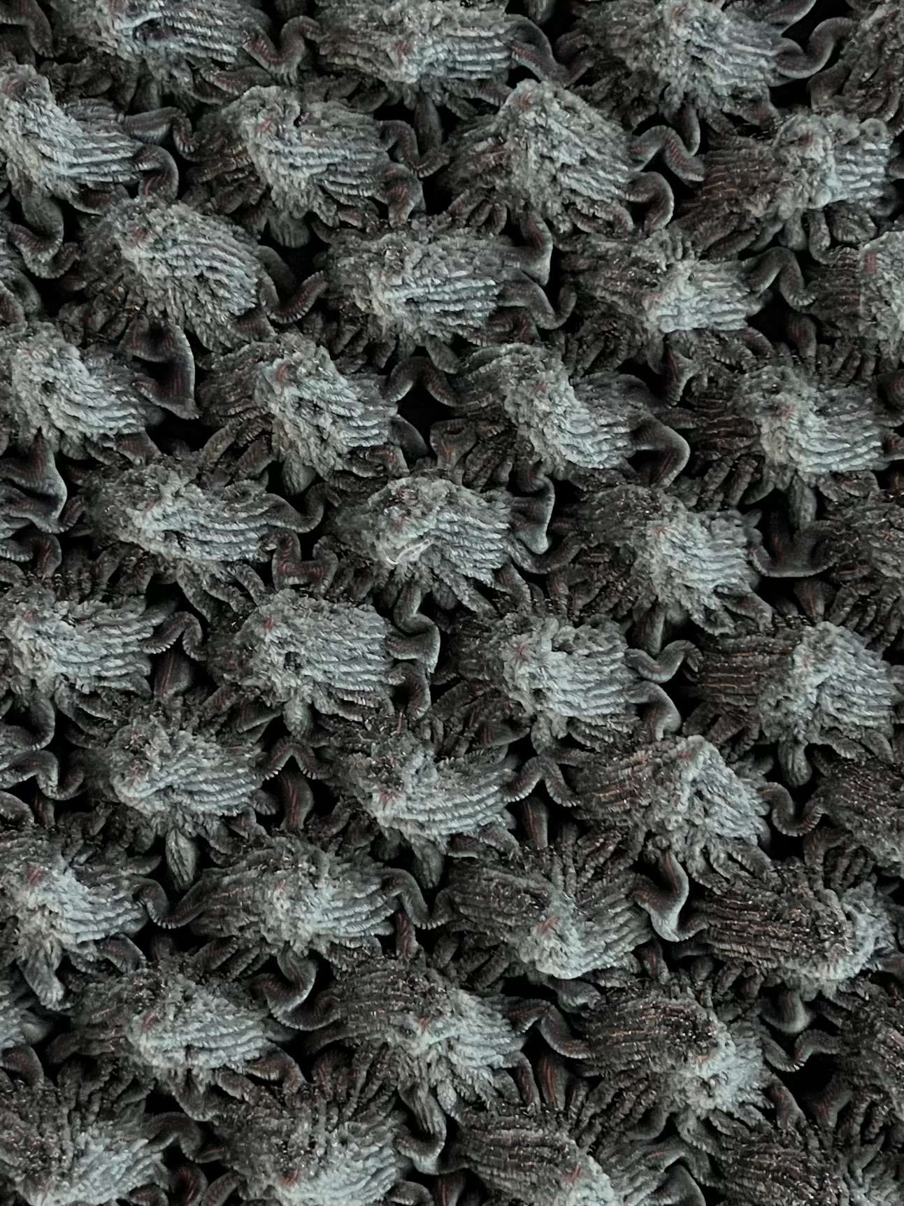 French Novelty Dimensional Cone Shaped Iridescent Velvet in Grey/Orange