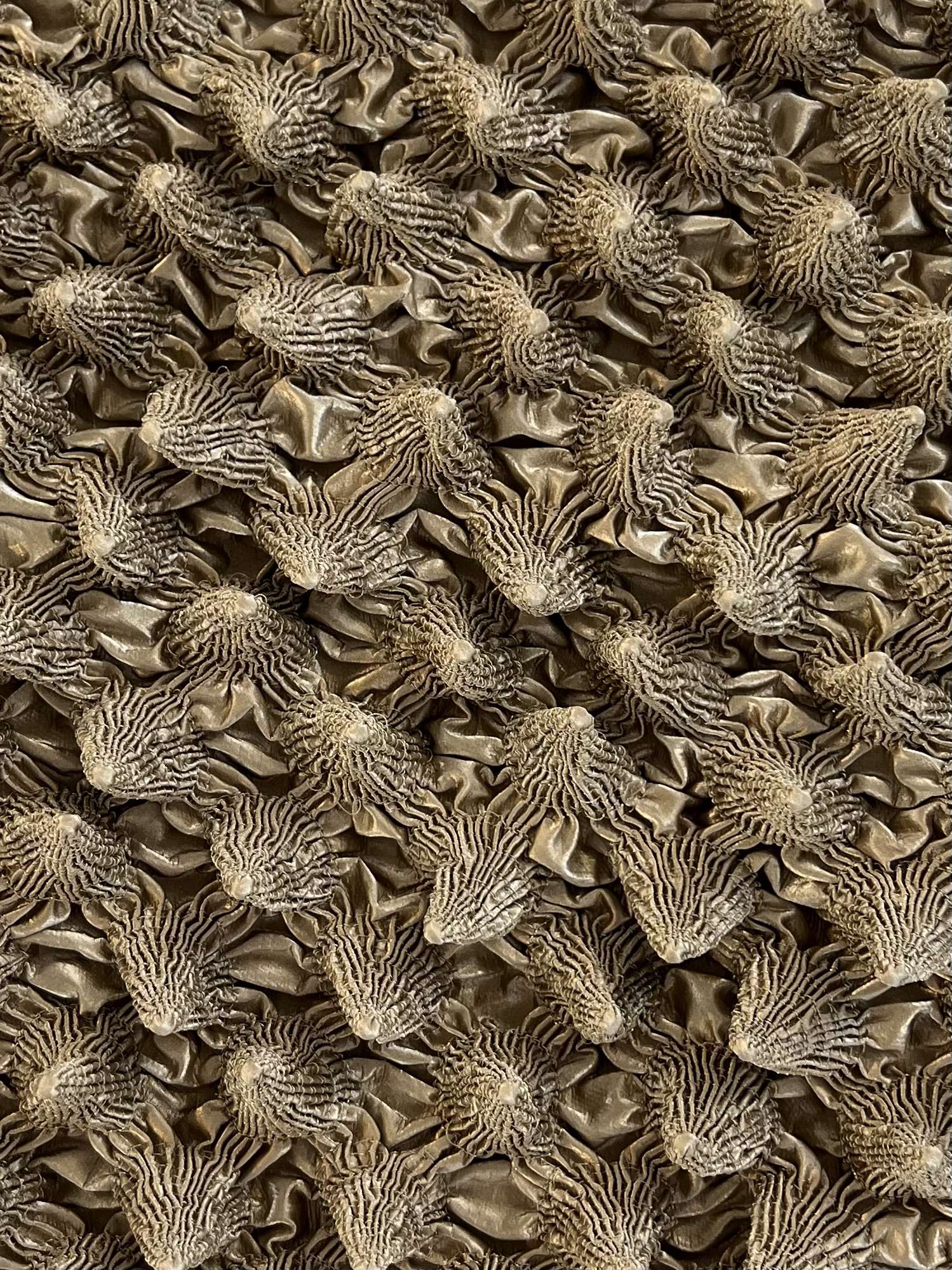 French Novelty Dimensional Cone-Shaped Coated Rayon in Gold