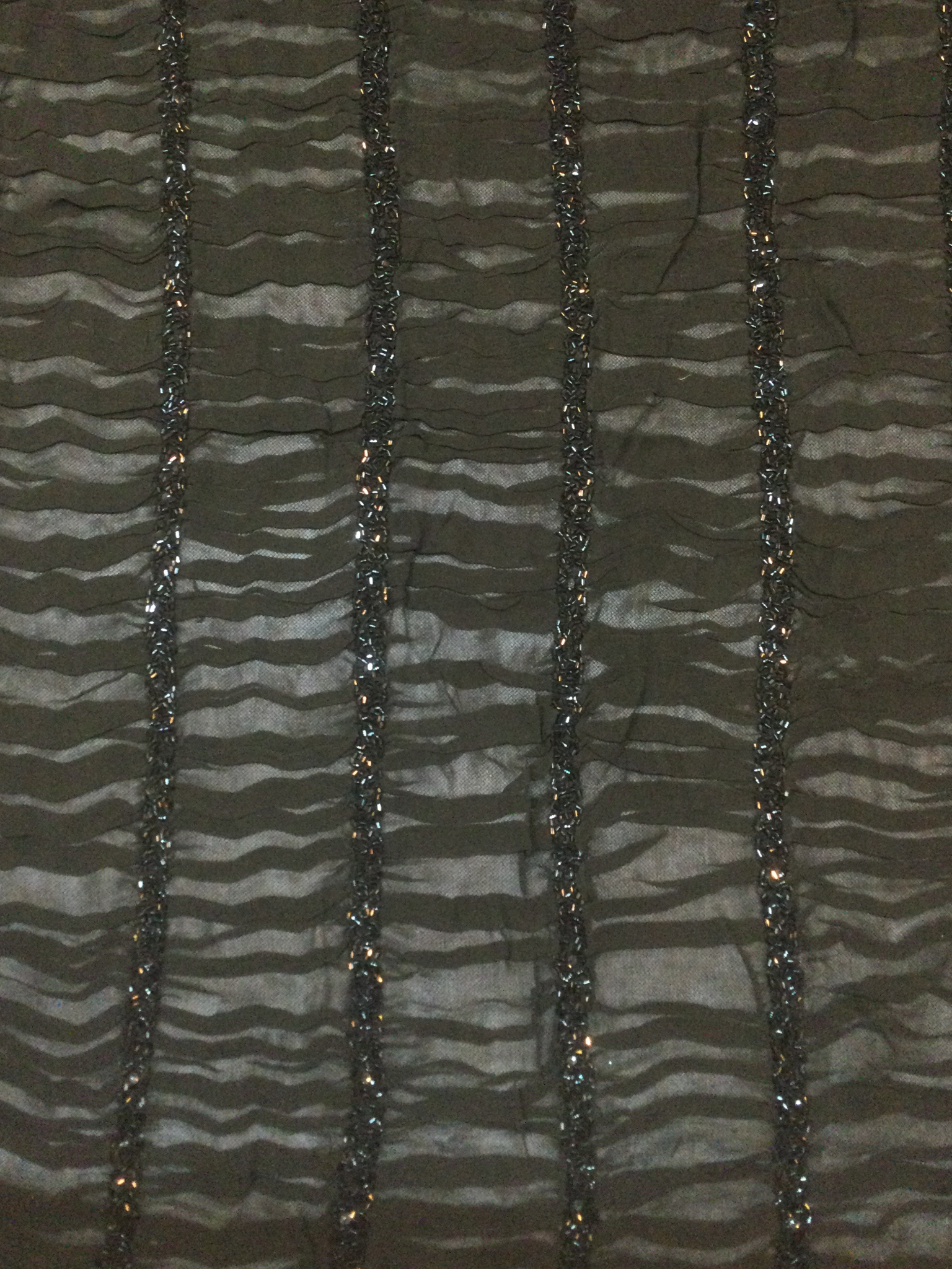 Beaded Tulle with Ruched Chiffon in Black