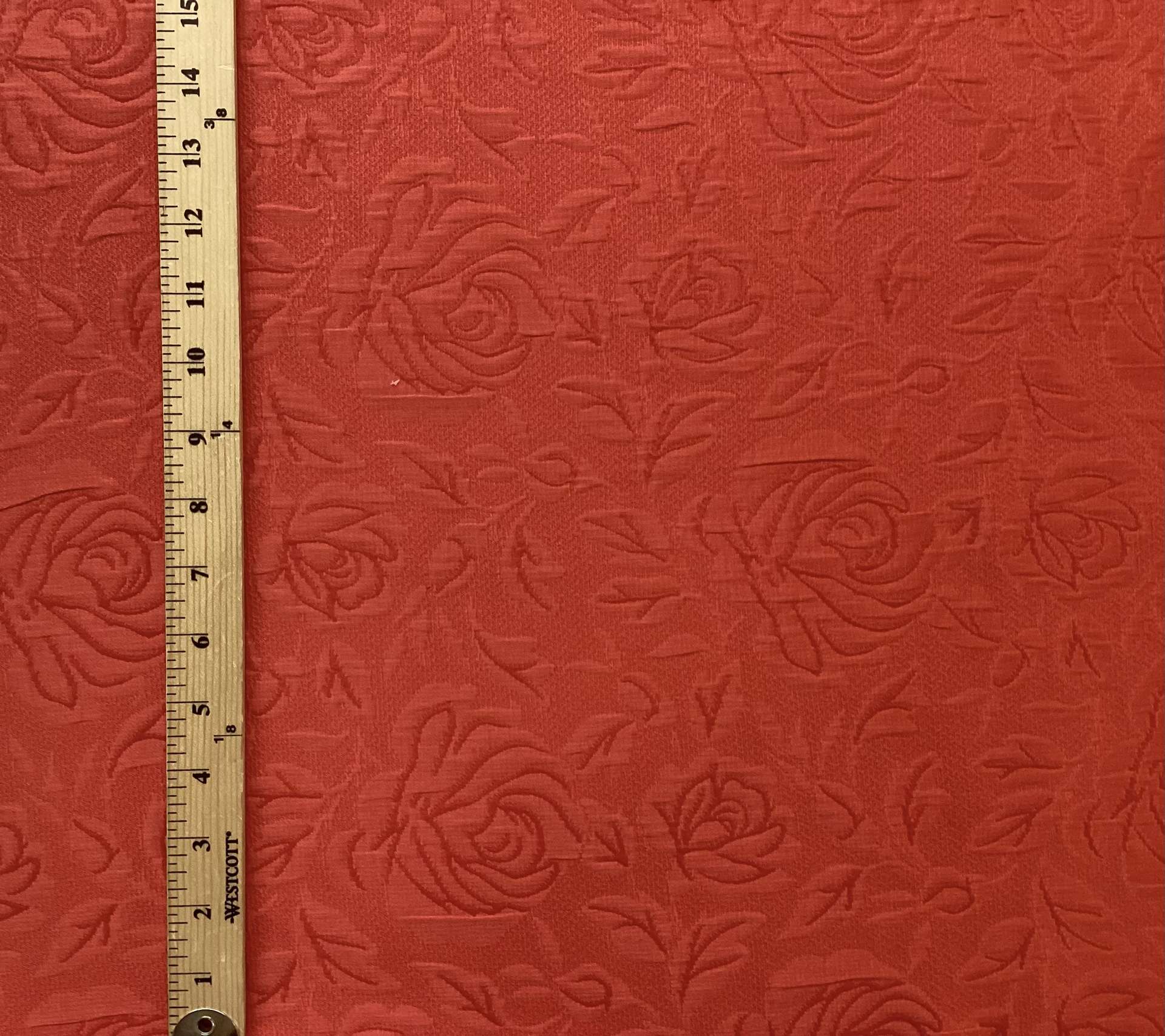 Silk and Rayon Brocade Floral Pattern In Coral Pink