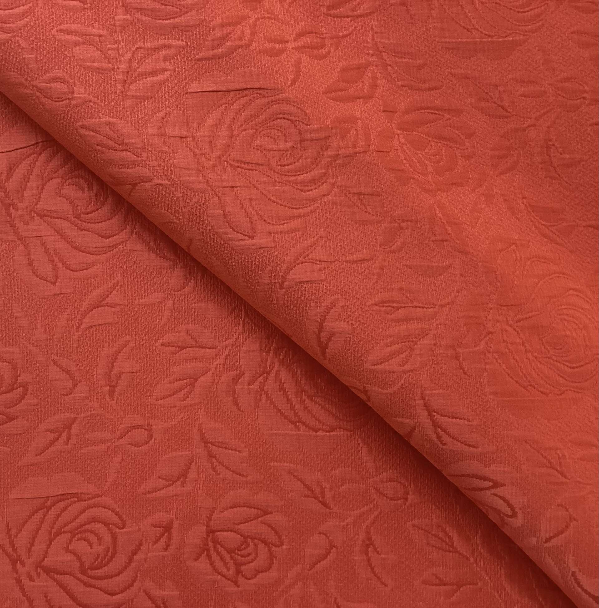Silk and Rayon Brocade Floral Pattern In Coral Pink