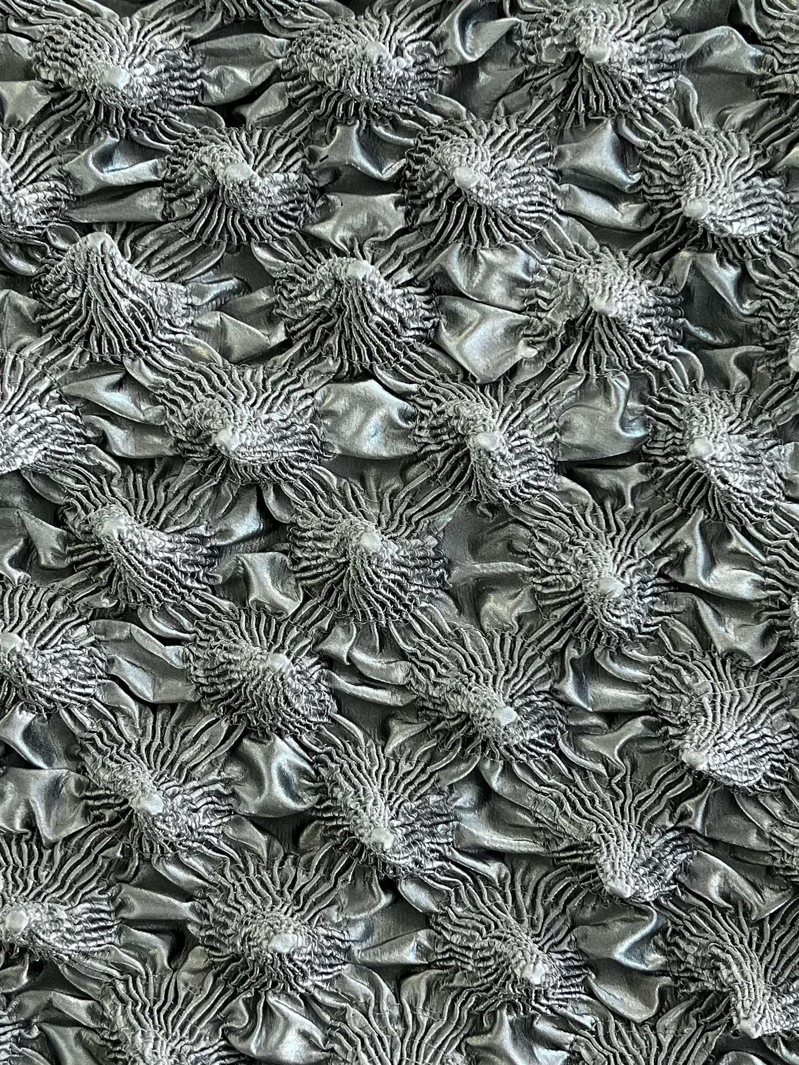 French Novelty Dimensional Cone-Shaped Coated Rayon in Silver
