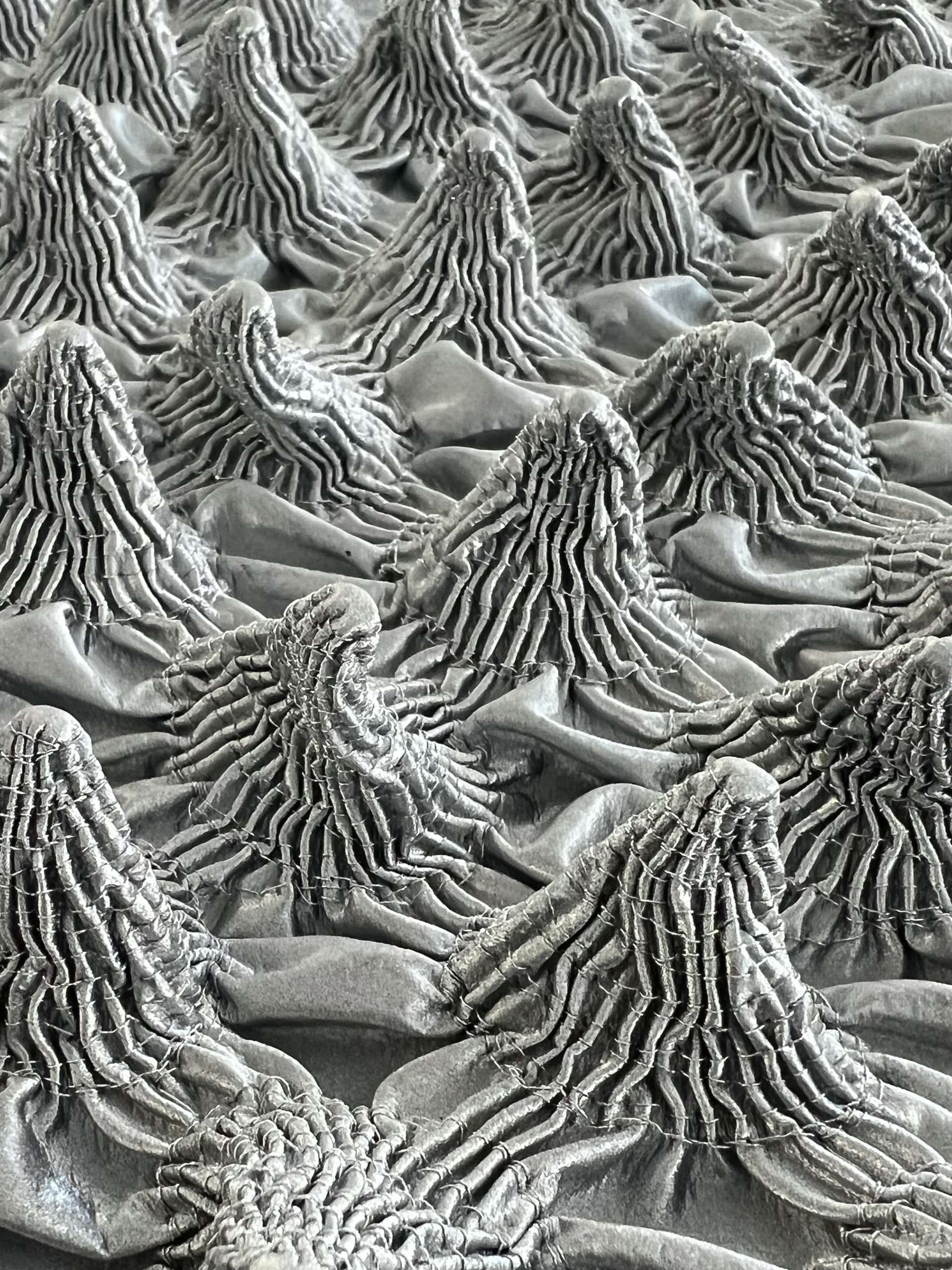French Novelty Dimensional Cone-Shaped Coated Rayon in Silver