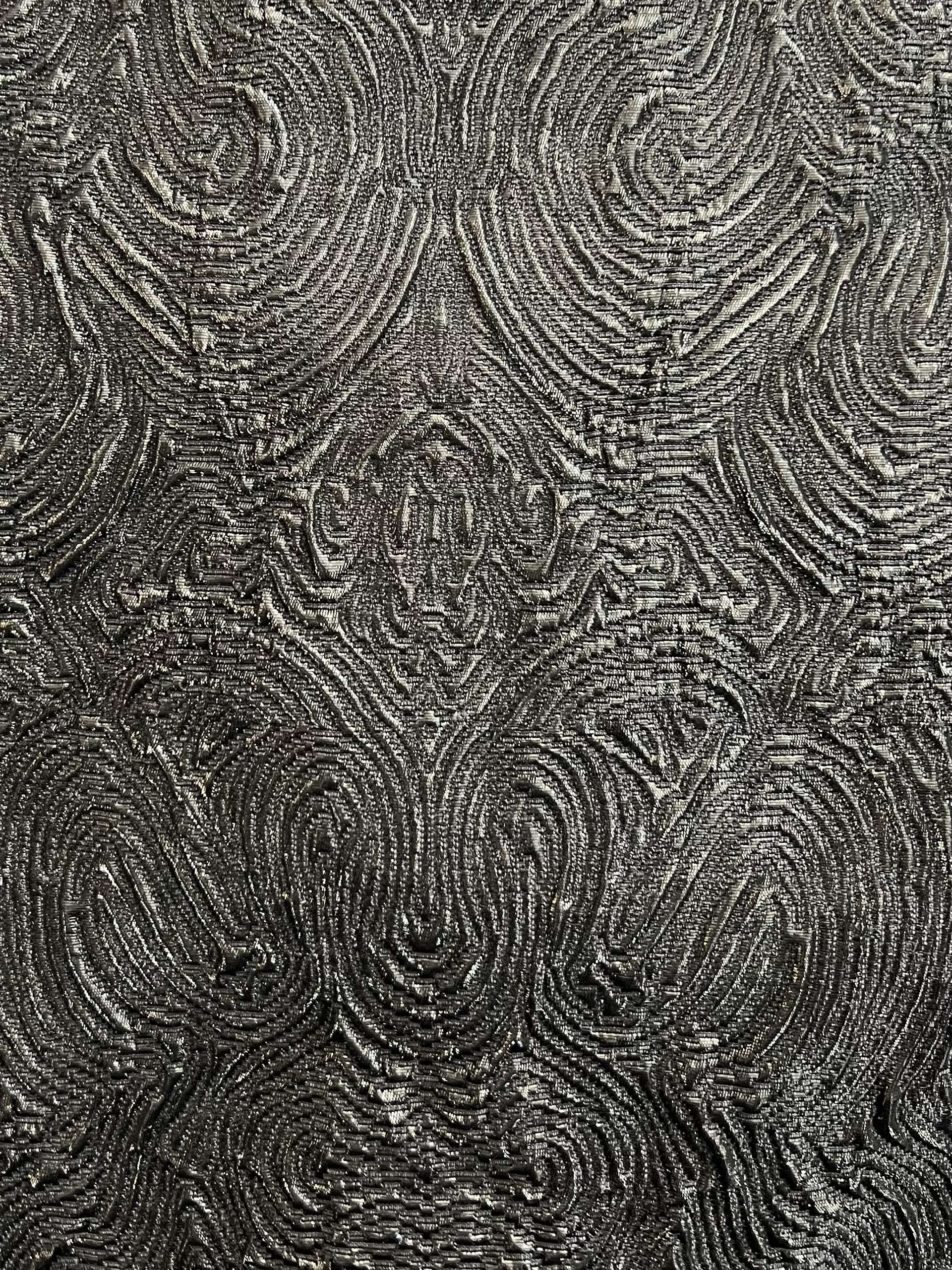 Stretch Cloqué in Grey Lurex + Charcoal 