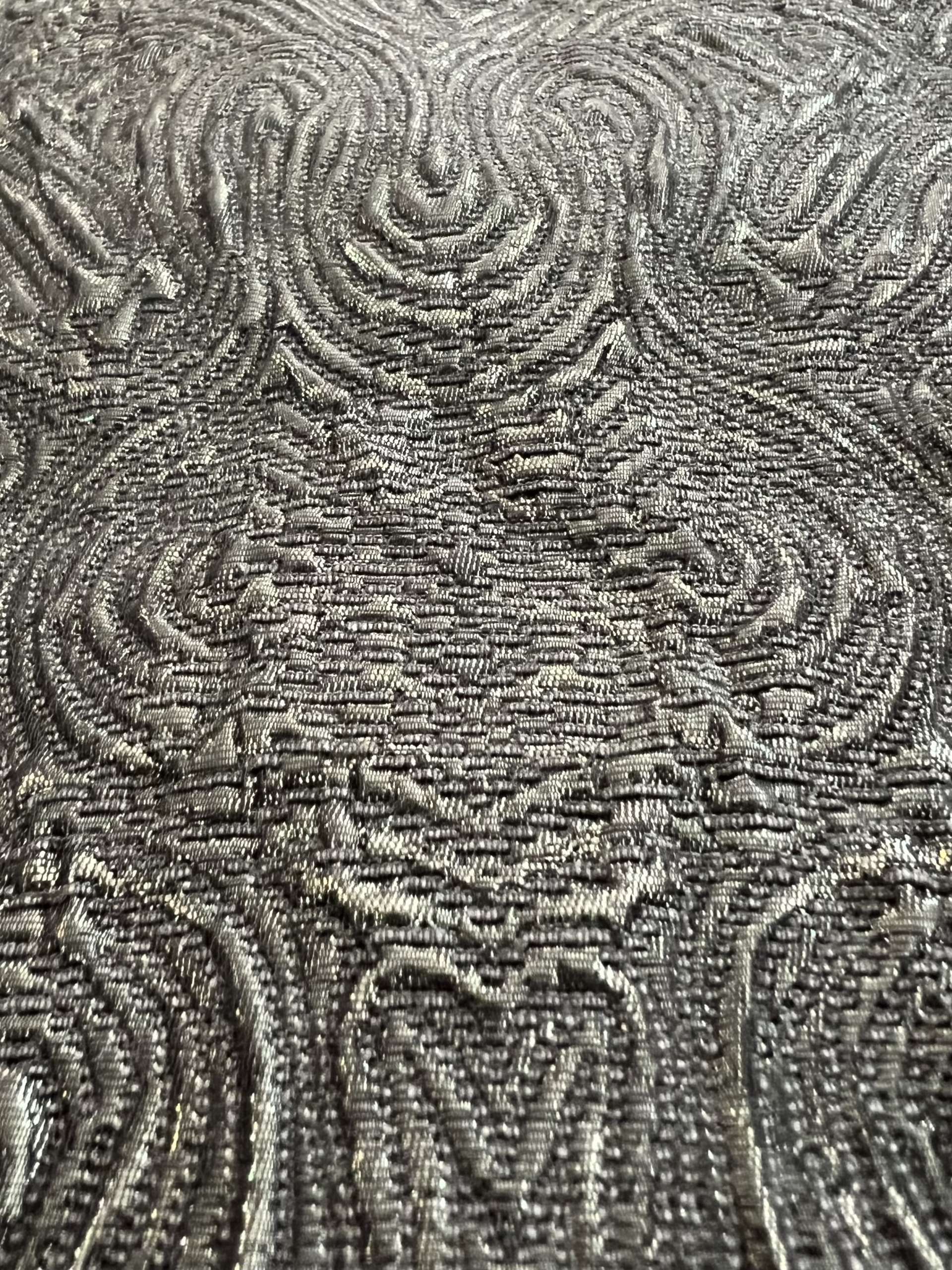 Stretch Cloqué in Grey Lurex + Charcoal 