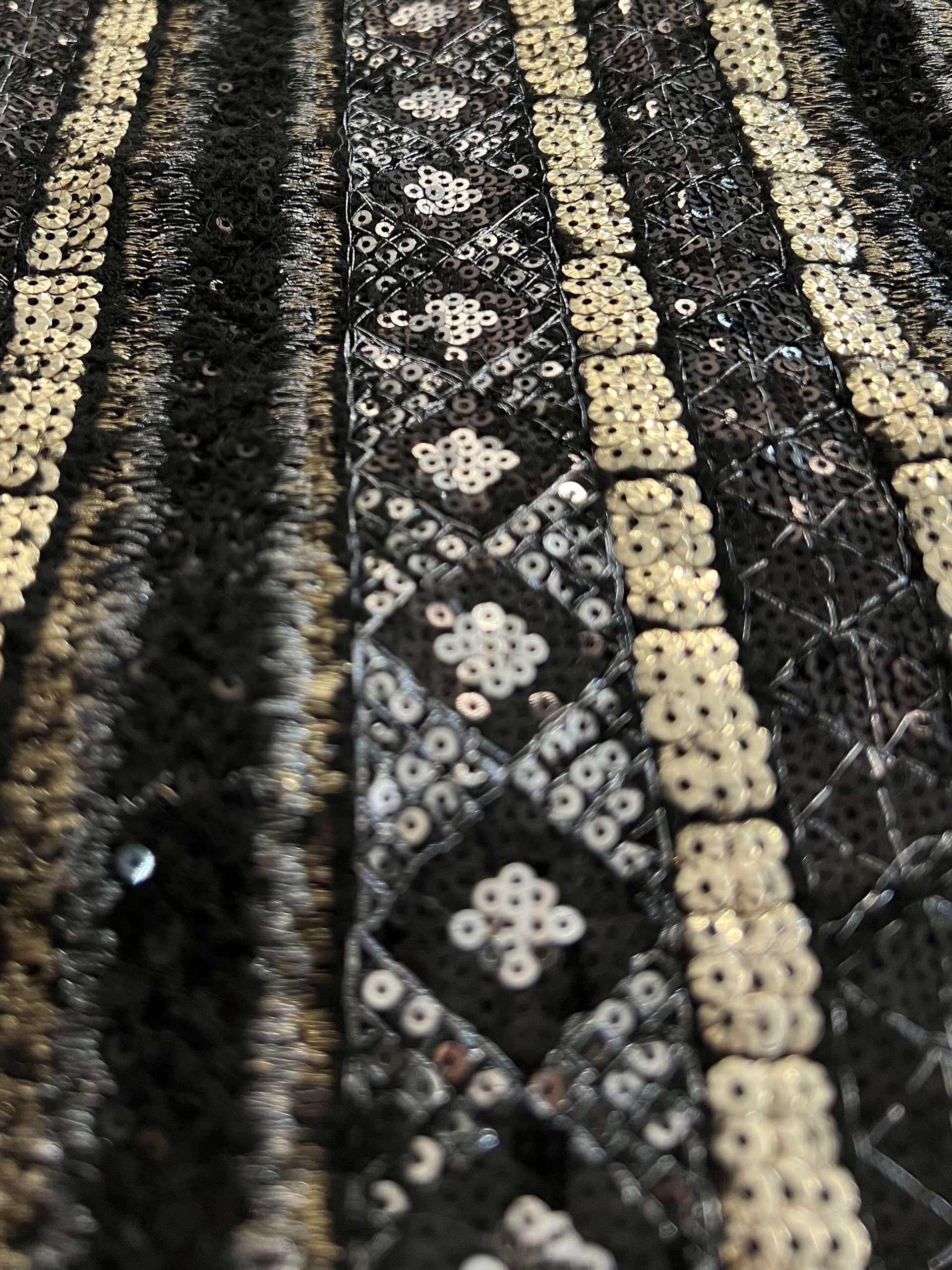 Metallic Embroidery and Sequins on Polyester Bouclé