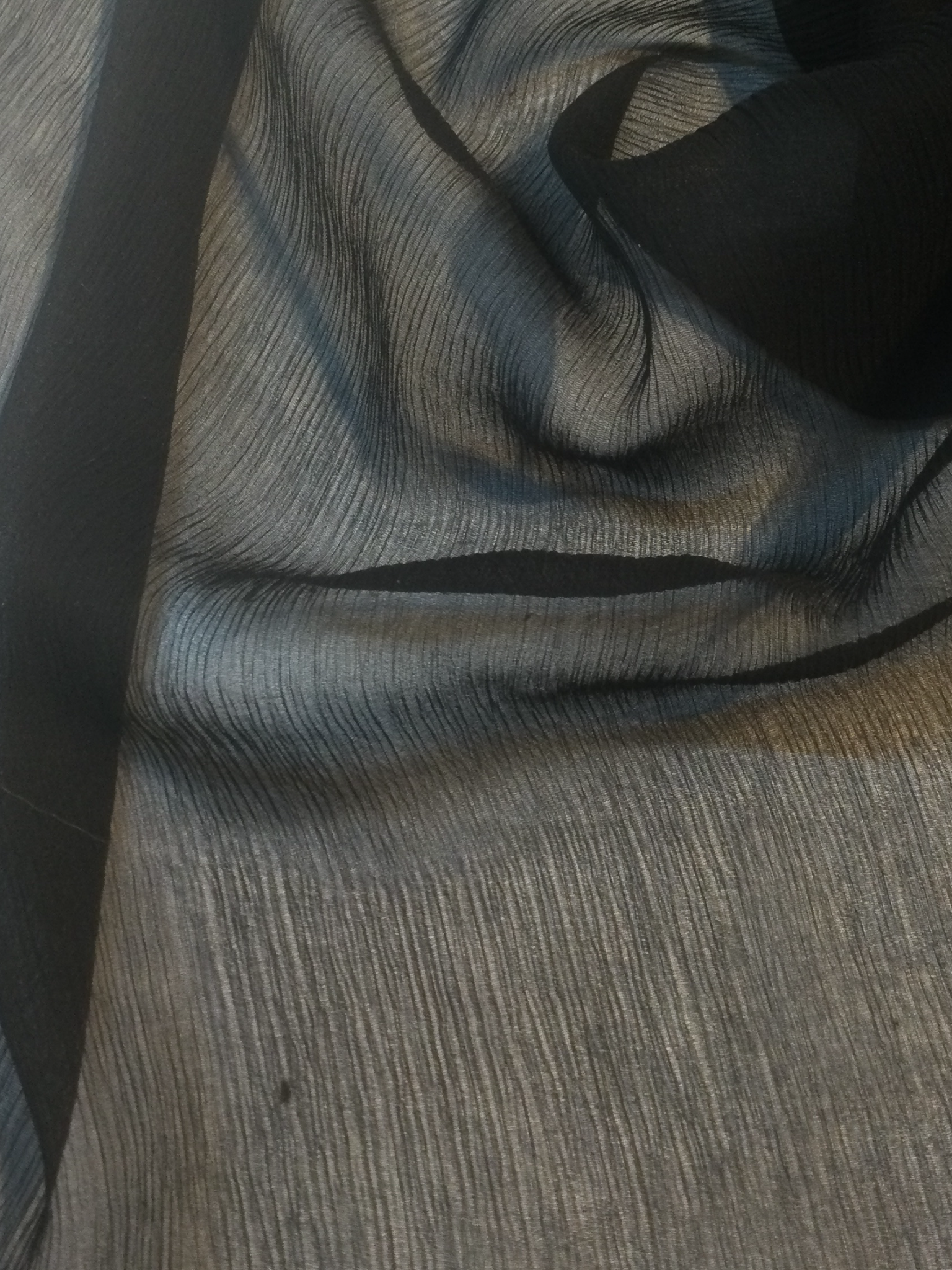 100% Silk Crinkled Chiffon in Black