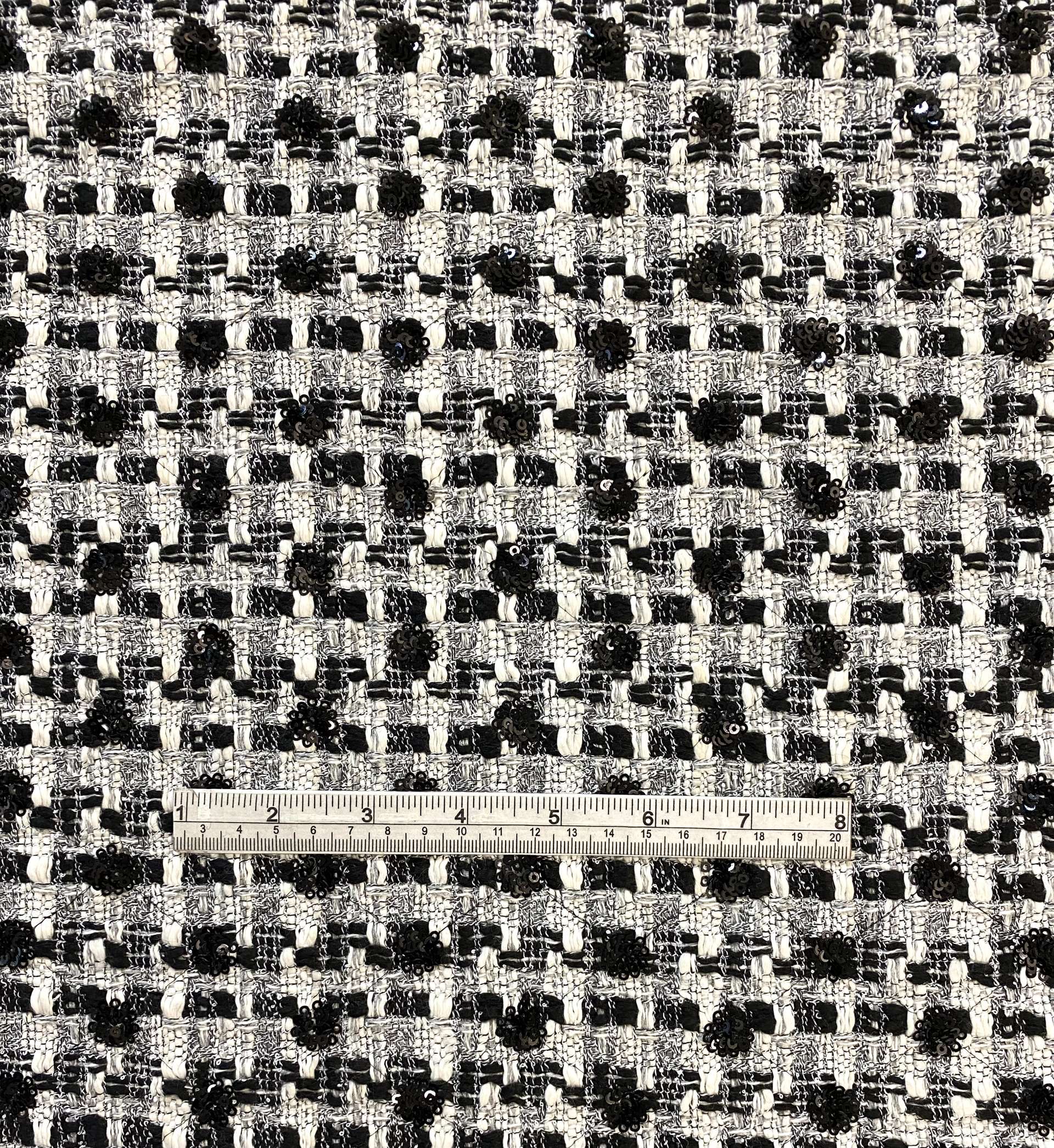 Rayon Blend Sequin Tweed in Black White  