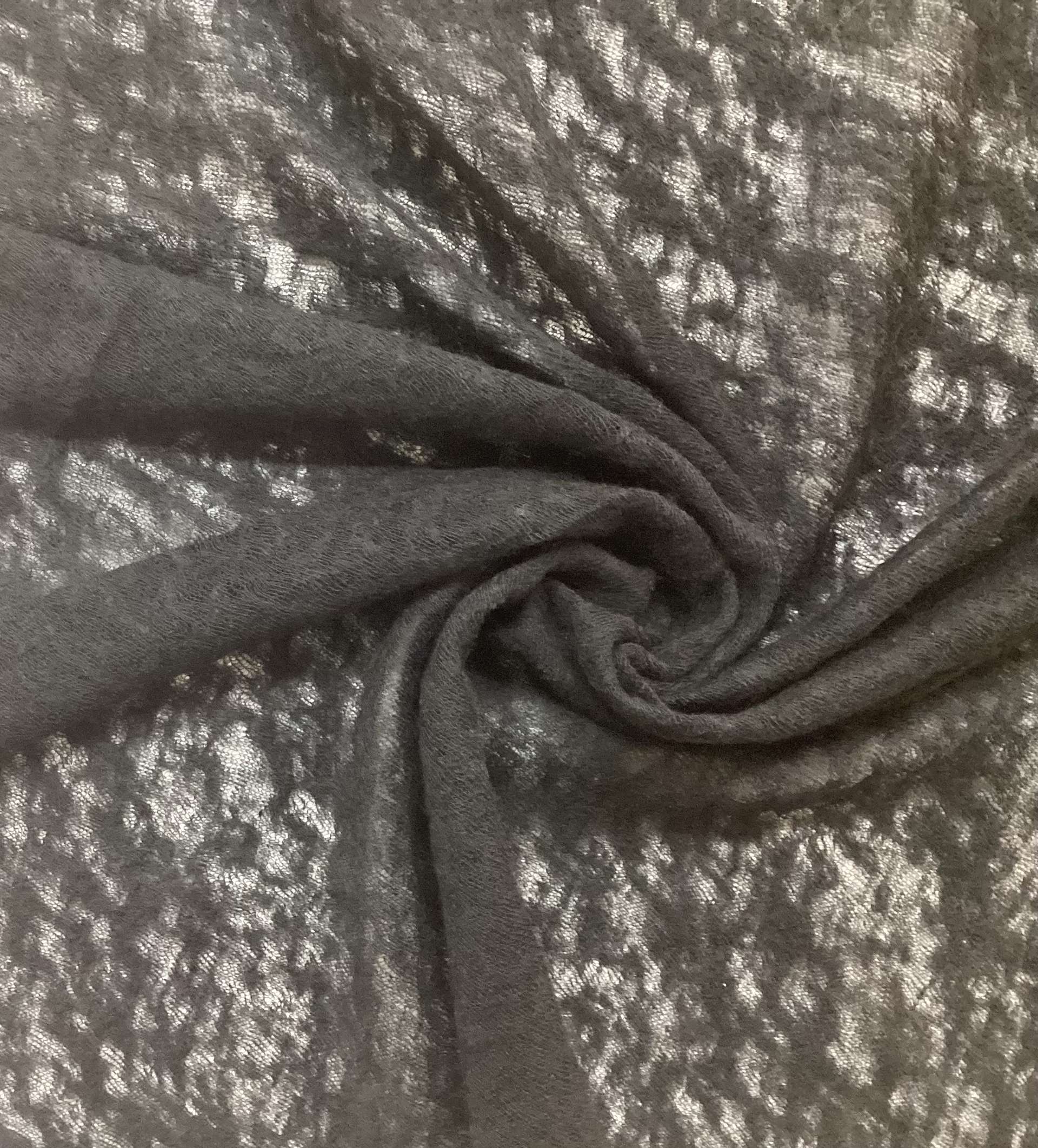 100% Wool Novelty Sheer Knit In Jet Black