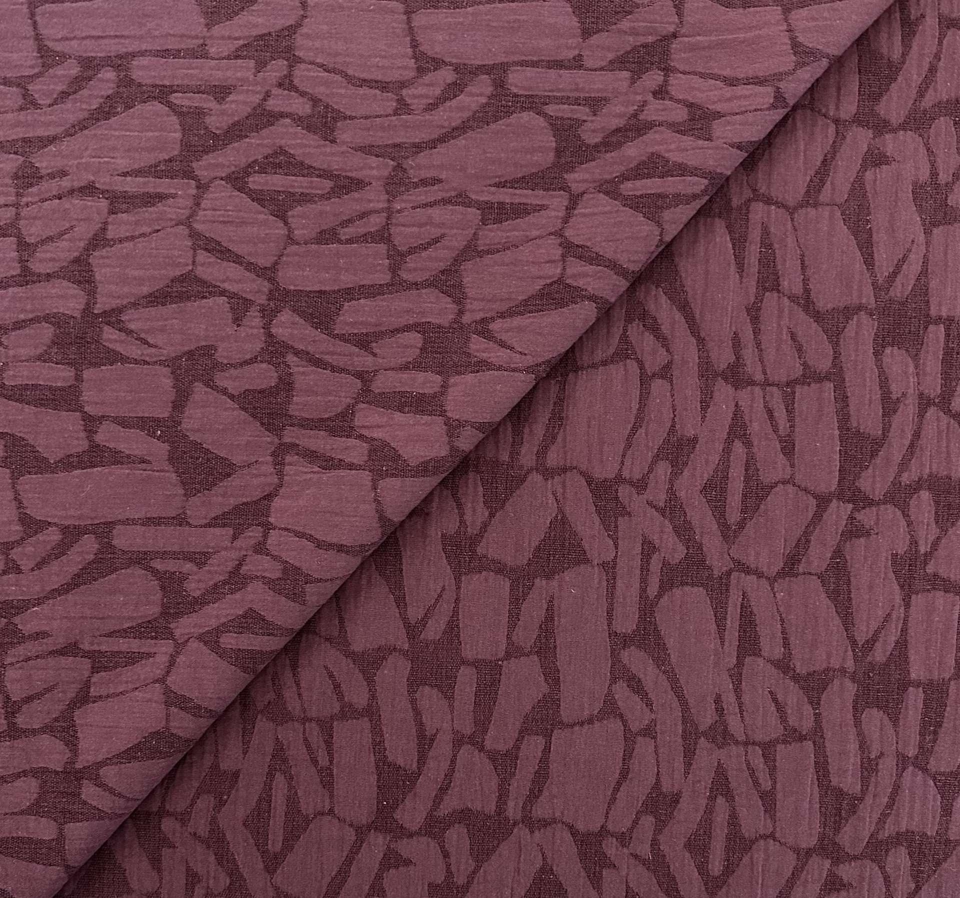 Cotton Linen Double Gauze Brocade in Merlot