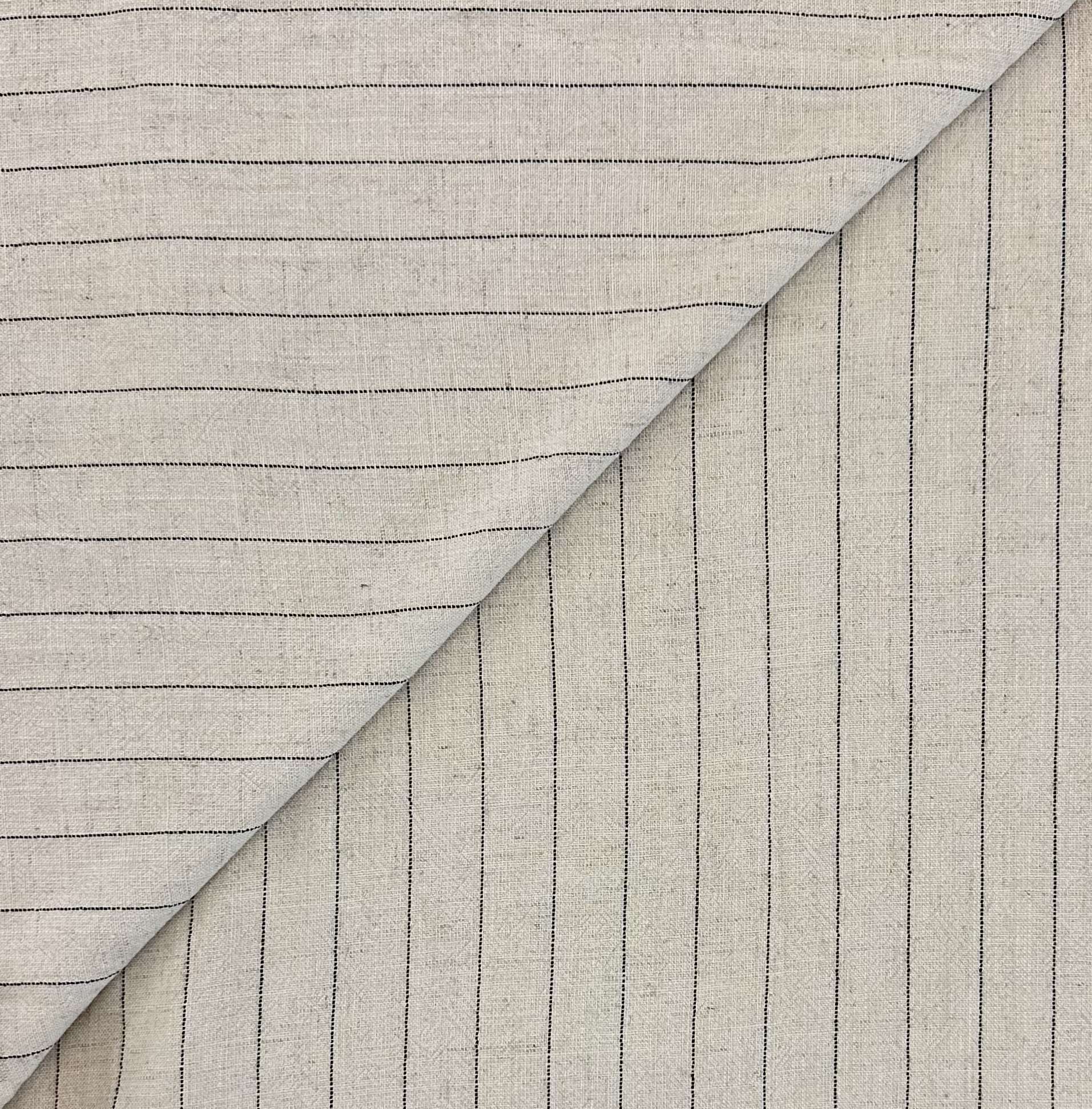 Rayon Linen Noil Pinstripe in Natural Black