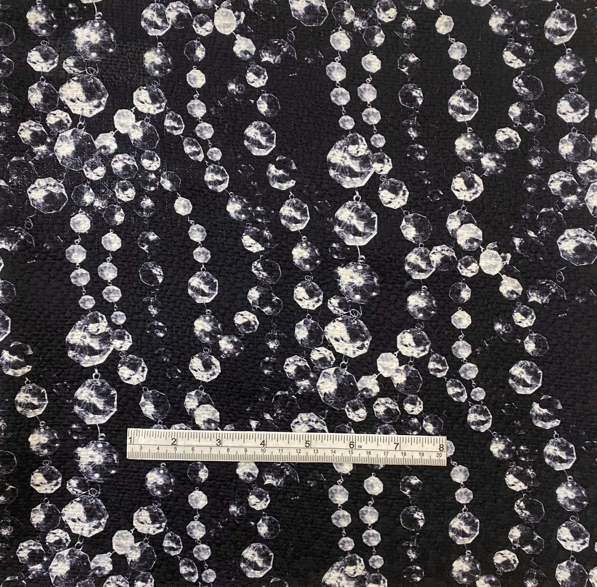 Silk and Wool Brocade Fabric in Black & White 