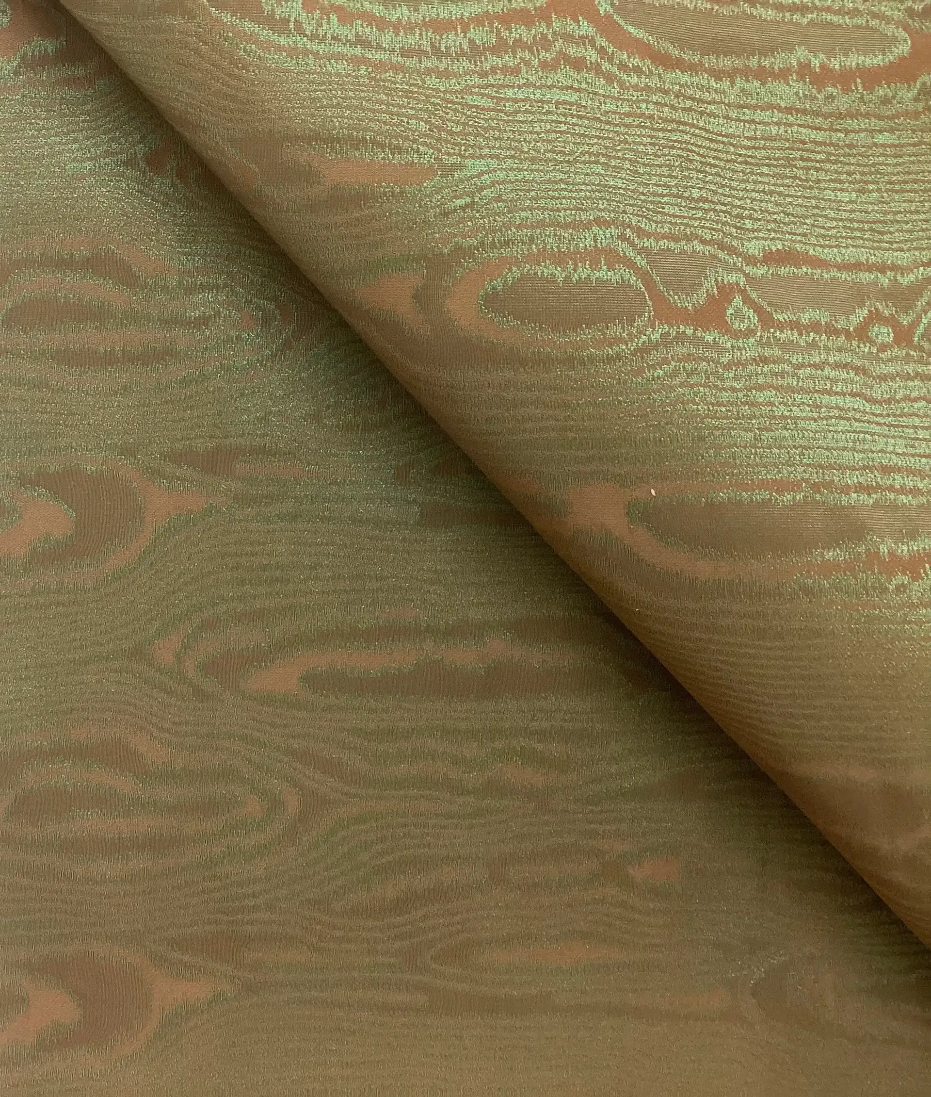 Italian Woven Moiré Jacquard in IRD Green/Brown