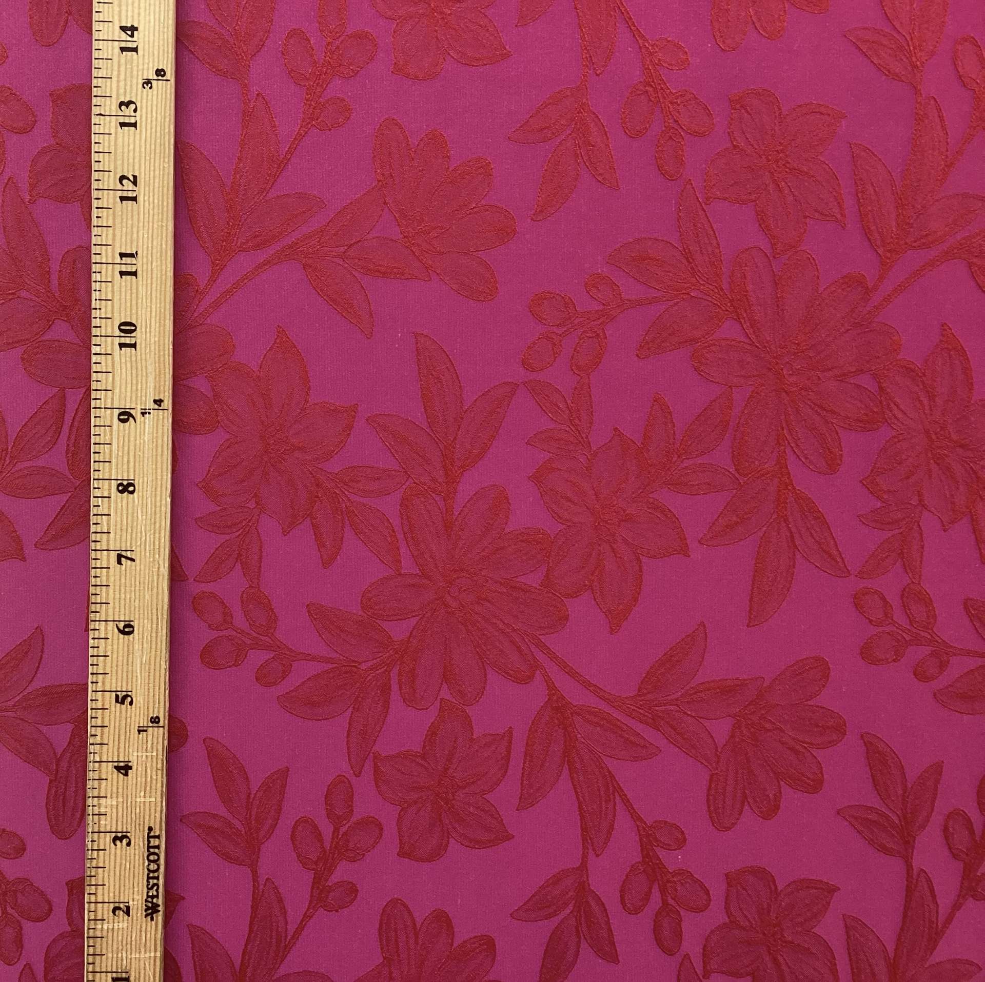 Imported Polyester & Nylon Floral Brocade In Lipsticks