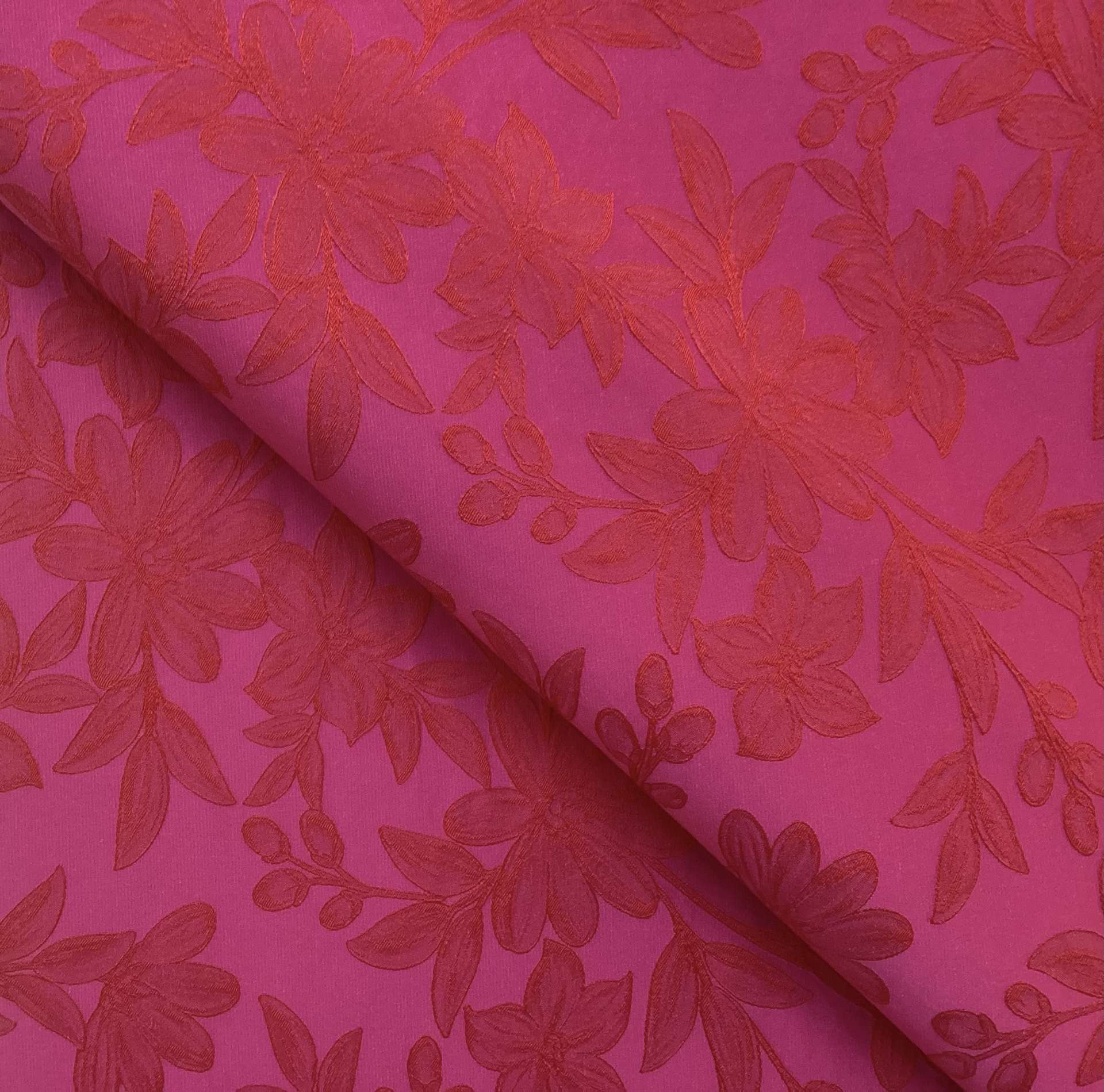 Imported Polyester & Nylon Floral Brocade In Lipsticks