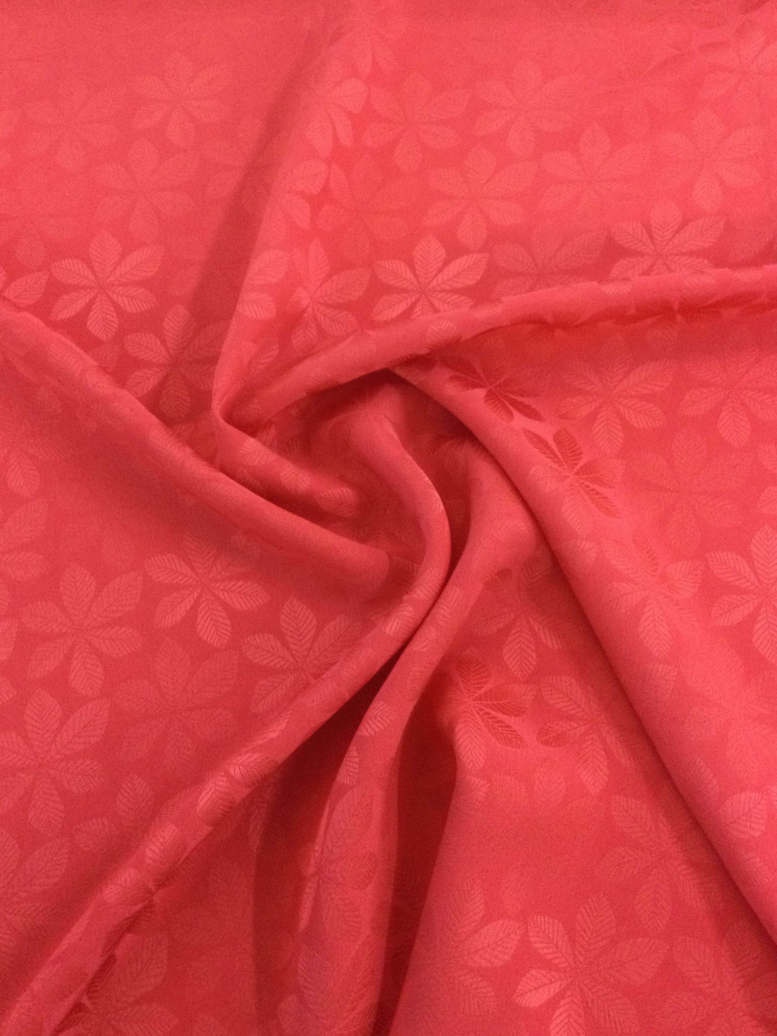 Acetate Viscose Leaf Jacquard in Red